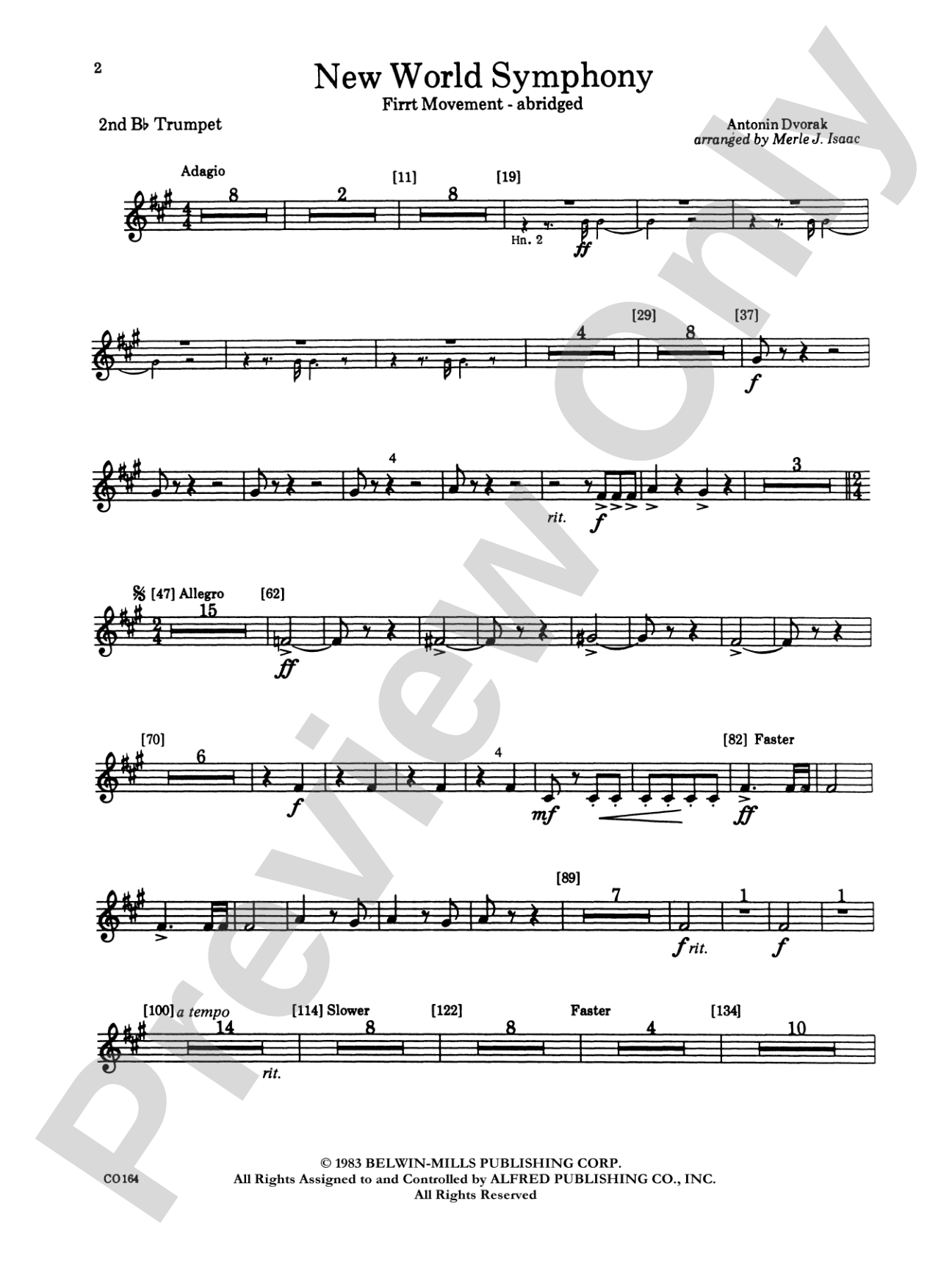 New World Symphony: 2nd B-flat Trumpet