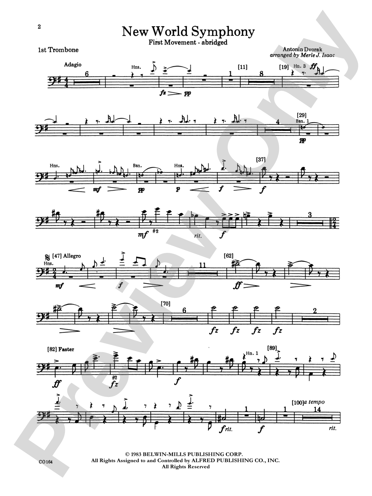 New World Symphony: 1st Trombone