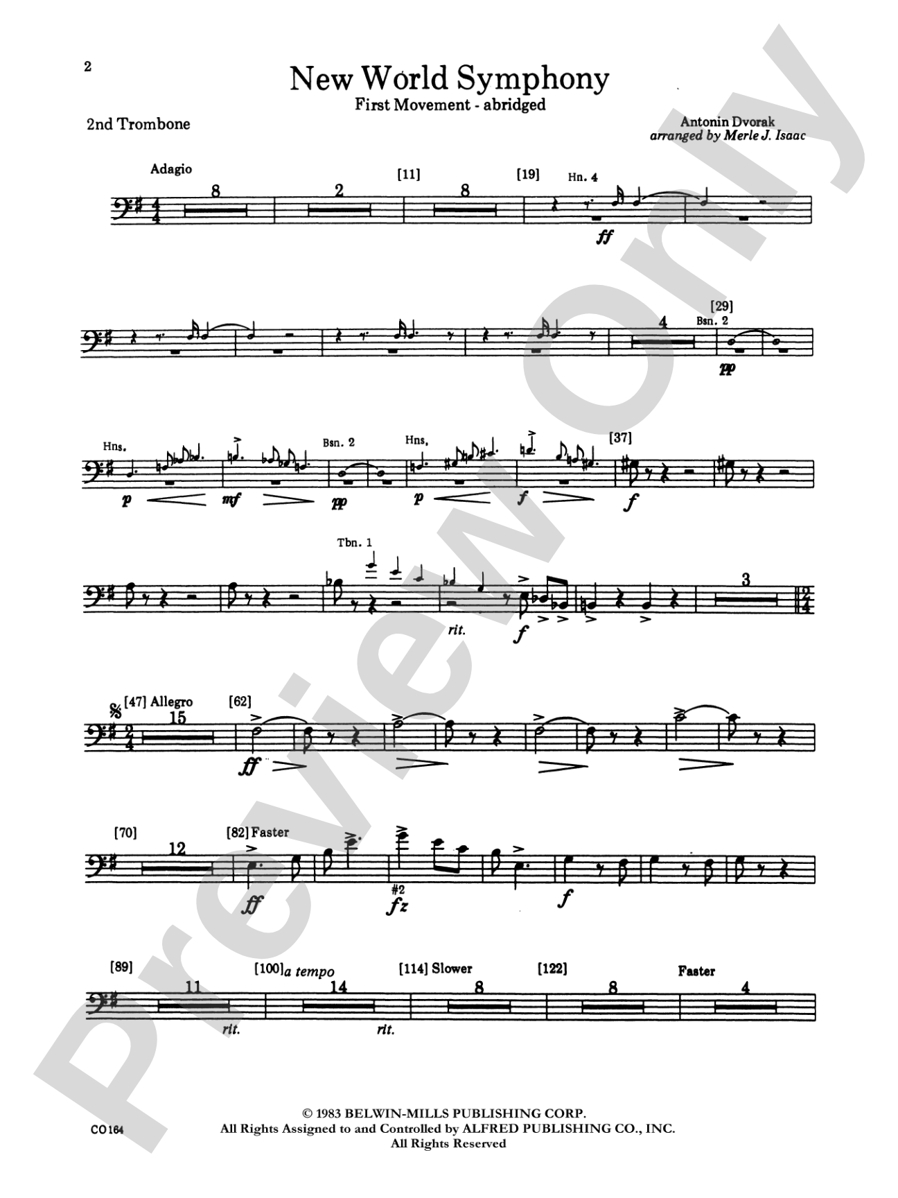 New World Symphony: 2nd Trombone