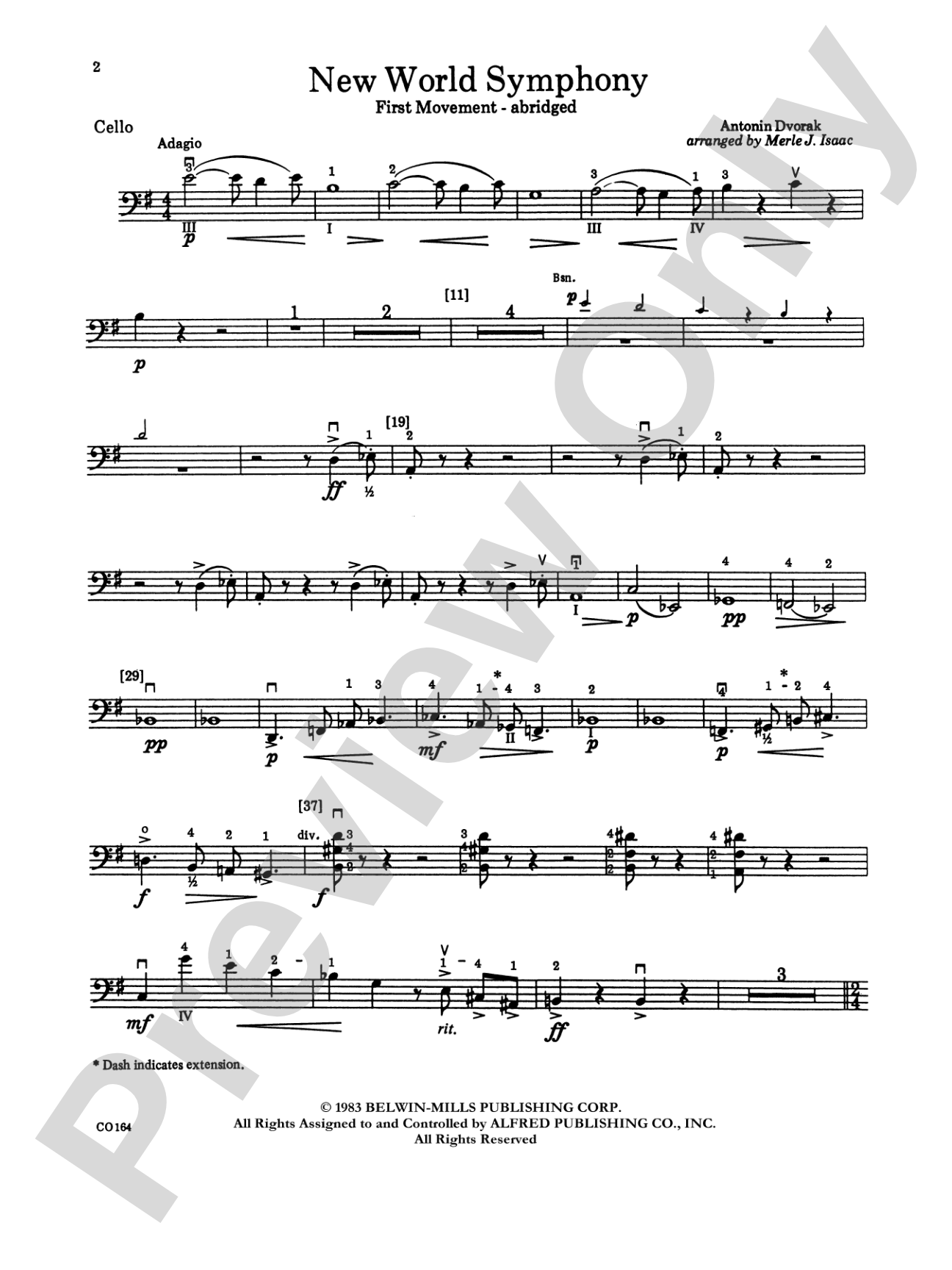 New World Symphony: Cello