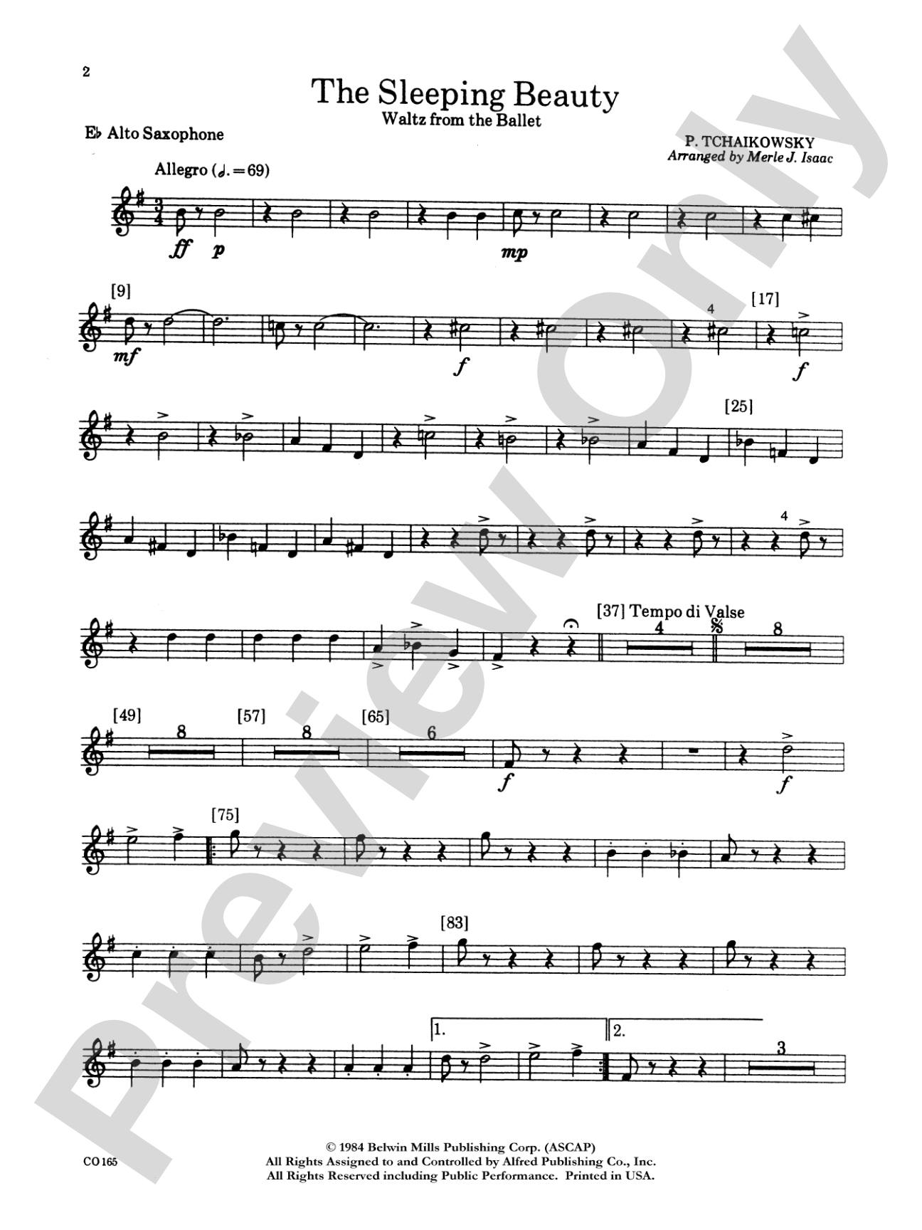 Sleeping Beauty (Waltz from the Ballet): E-flat Alto Saxophone