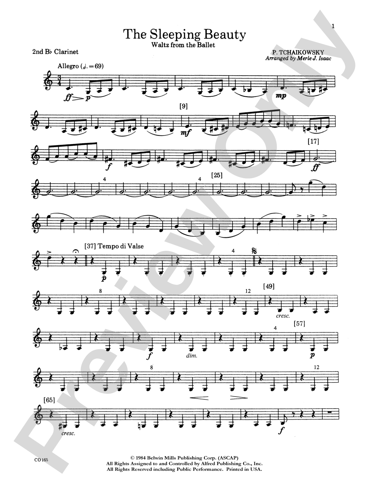 Sleeping Beauty (Waltz from the Ballet): 2nd B-flat Clarinet