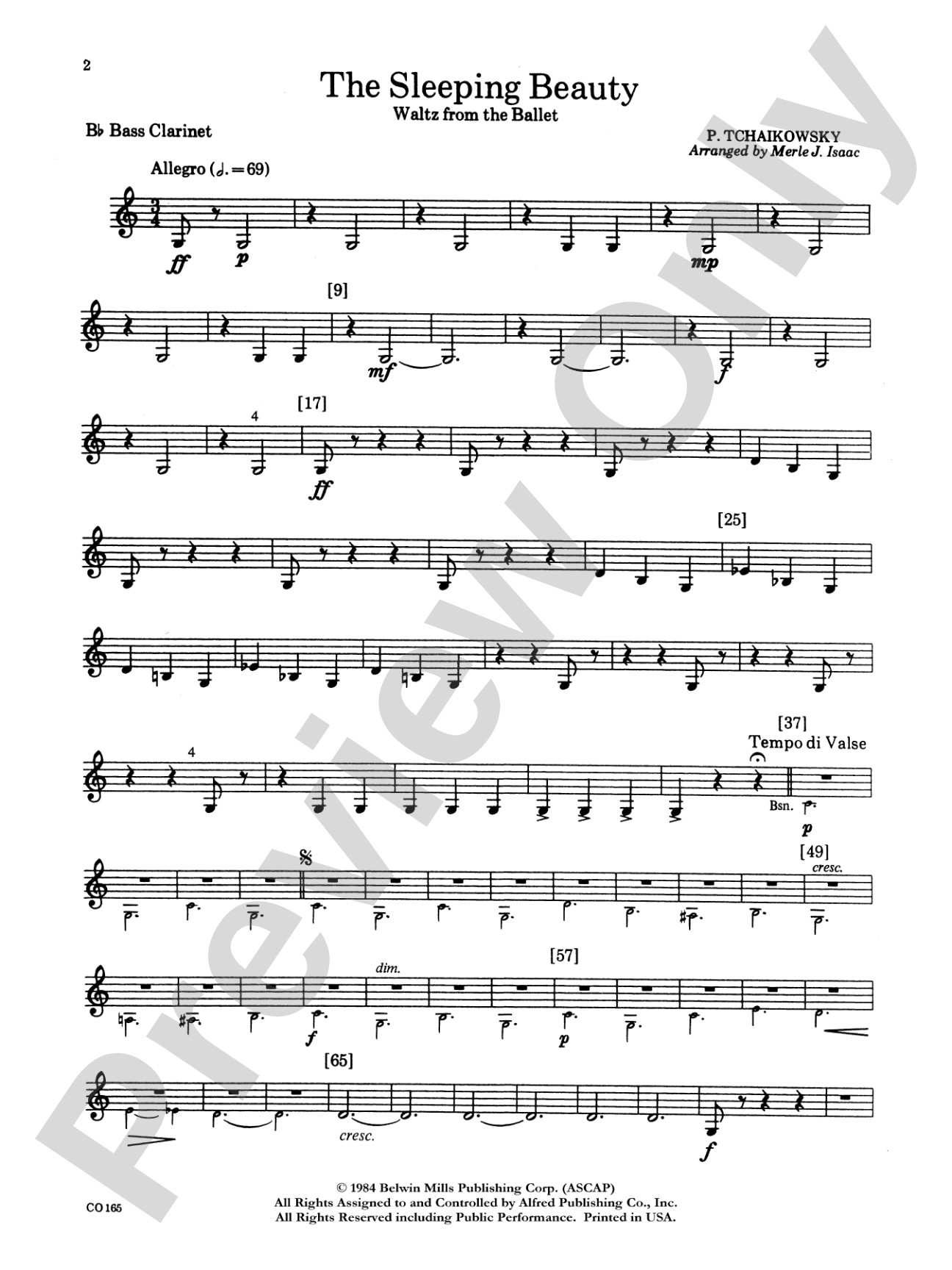 Sleeping Beauty (Waltz from the Ballet): B-flat Bass Clarinet