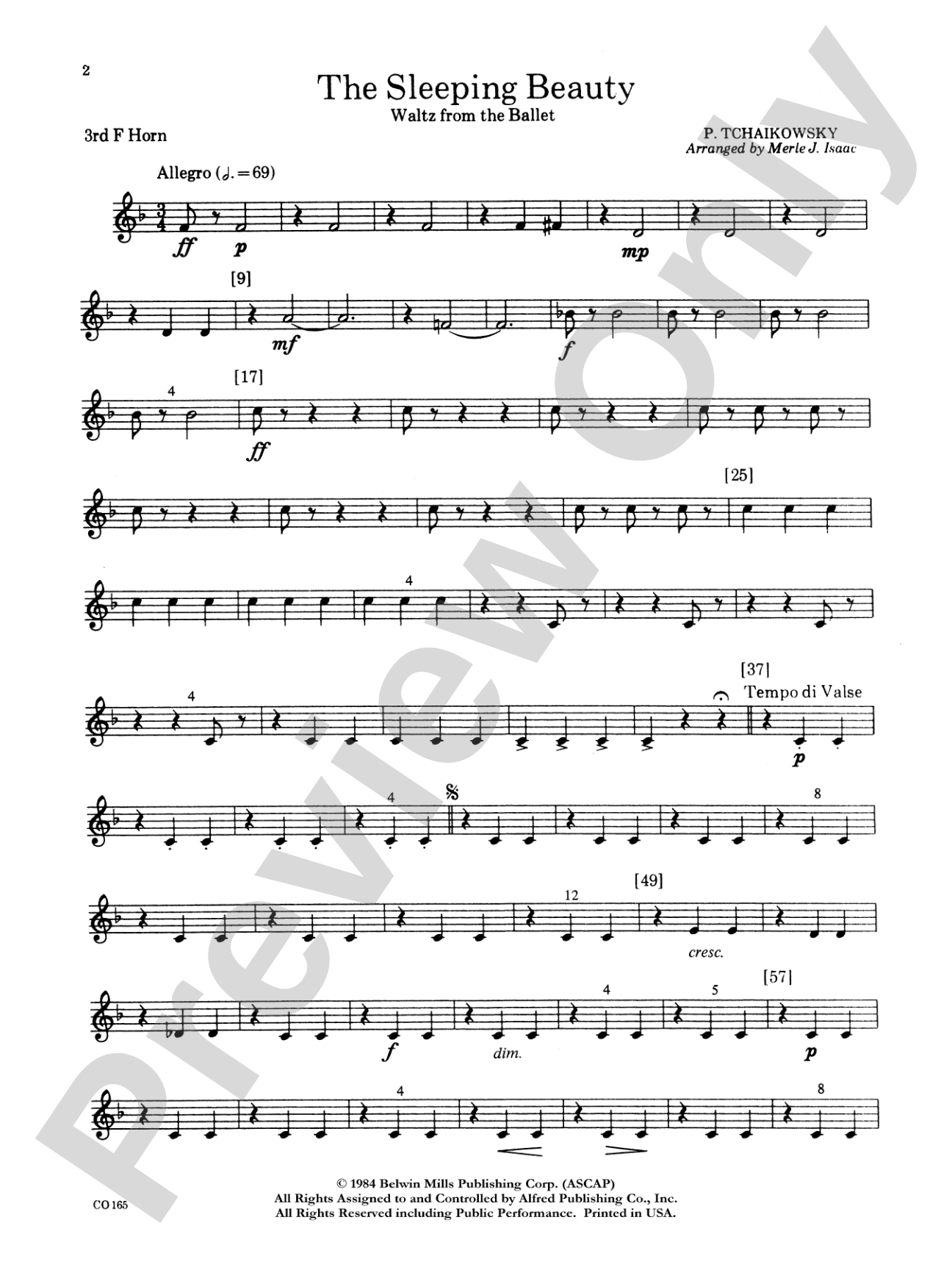 Sleeping Beauty (Waltz from the Ballet): 3rd F Horn