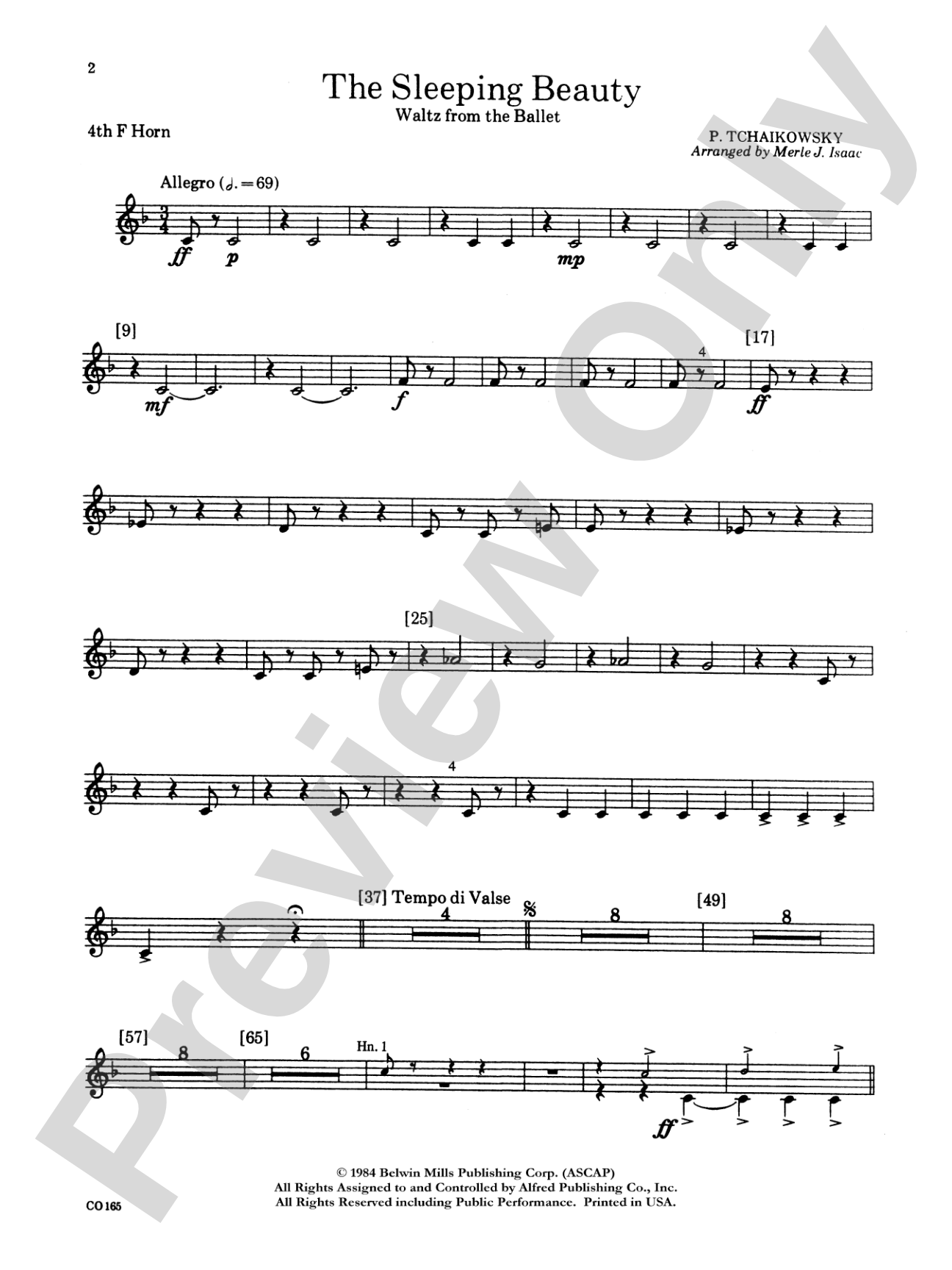 Sleeping Beauty (Waltz from the Ballet): 4th F Horn