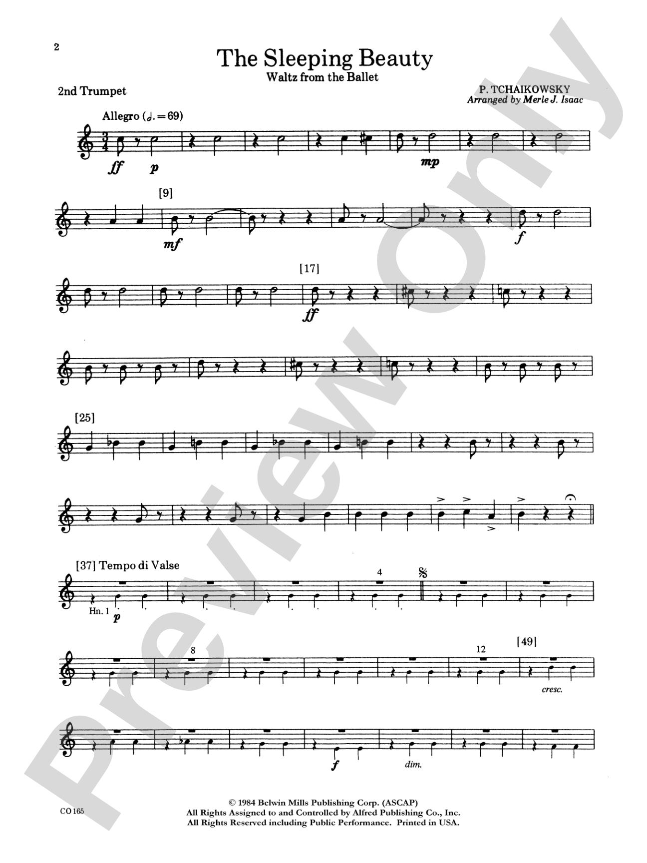 Sleeping Beauty (Waltz from the Ballet): 2nd B-flat Trumpet