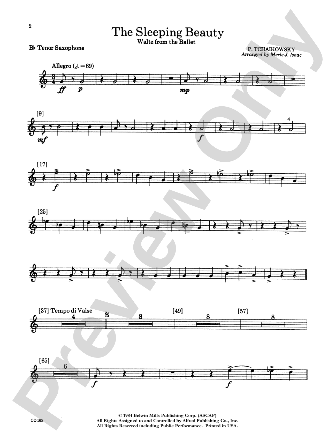 Sleeping Beauty (Waltz from the Ballet): B-flat Tenor Saxophone