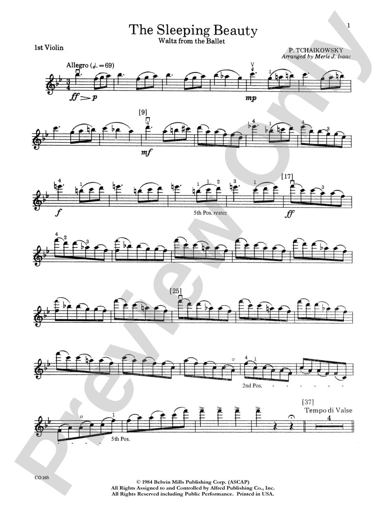 Sleeping Beauty (Waltz from the Ballet): 1st Violin