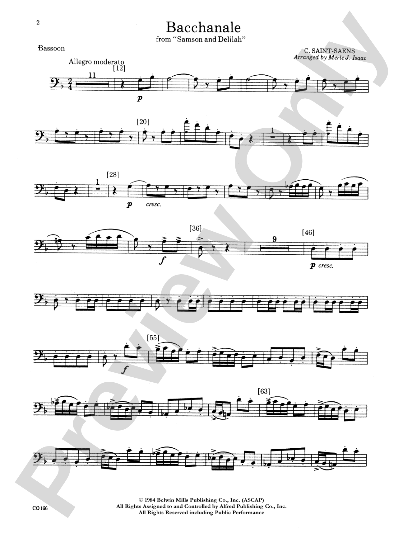 Bacchanale from Samson and Delilah: Bassoon