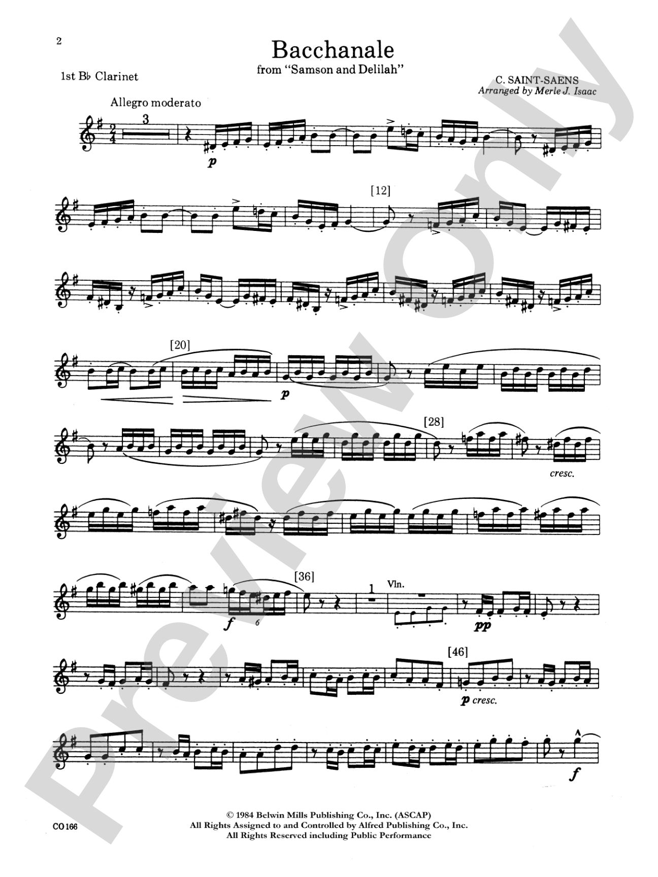 Bacchanale from Samson and Delilah: 1st B-flat Clarinet