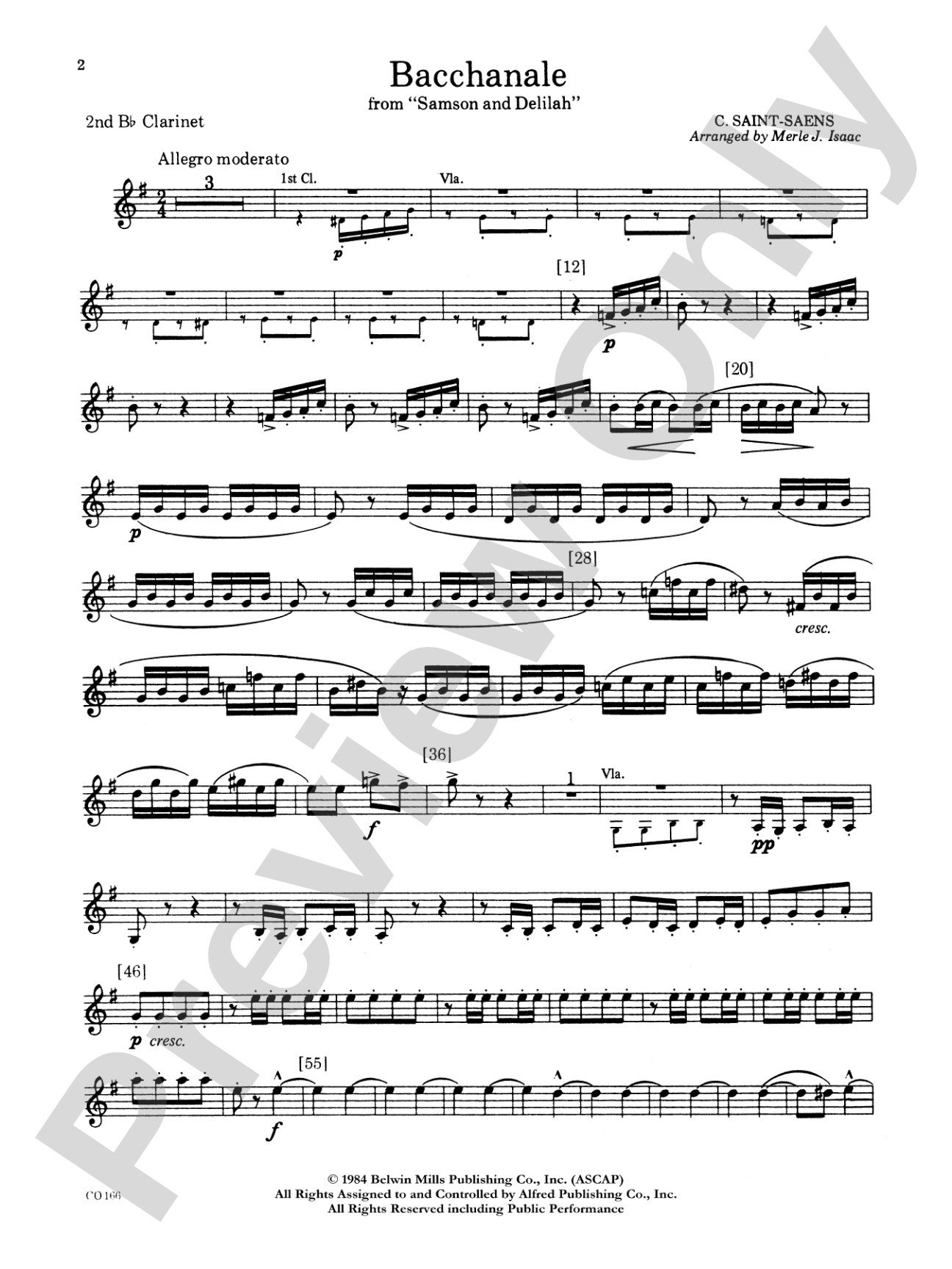 Bacchanale from Samson and Delilah: 2nd B-flat Clarinet