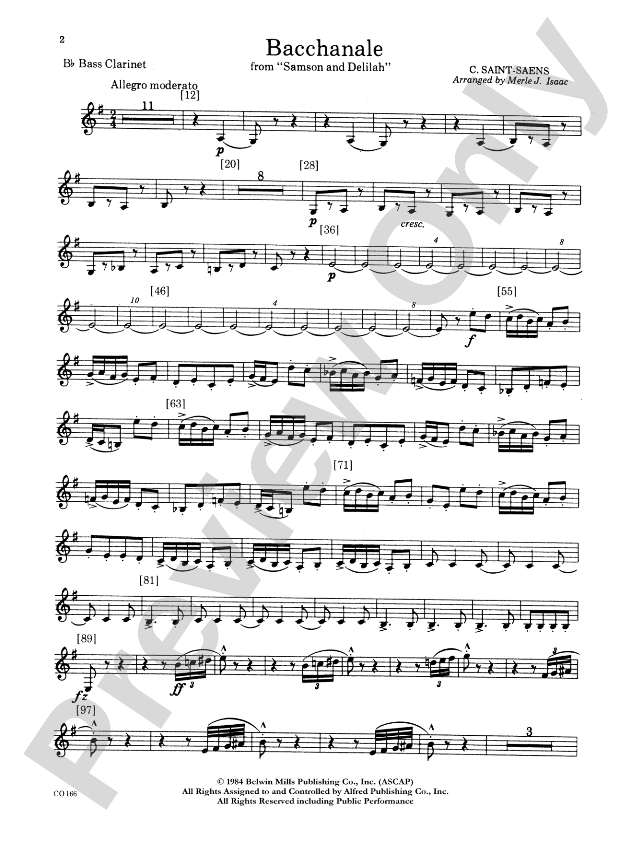 Bacchanale from Samson and Delilah: B-flat Bass Clarinet