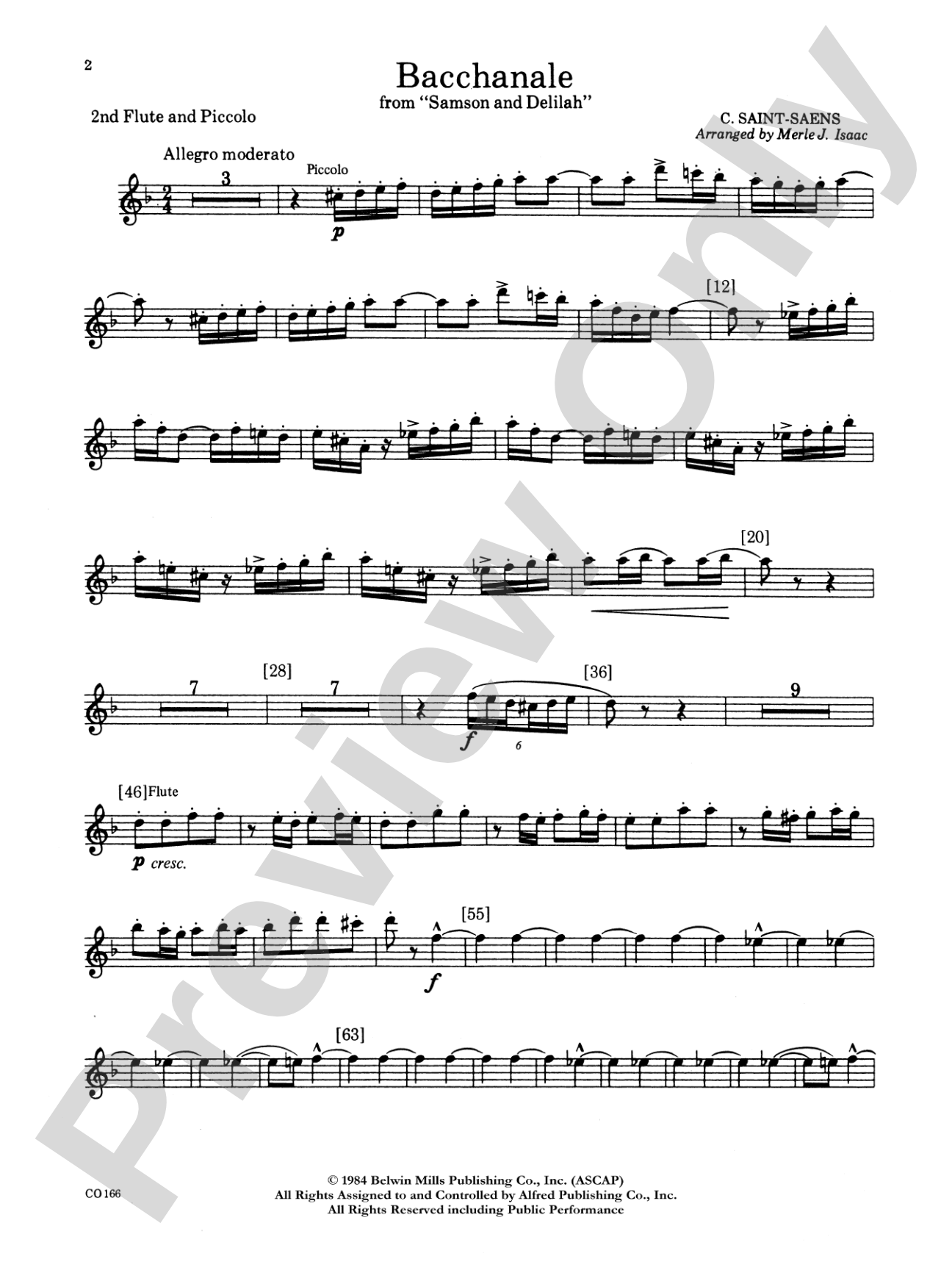 Bacchanale from Samson and Delilah: 2nd Flute