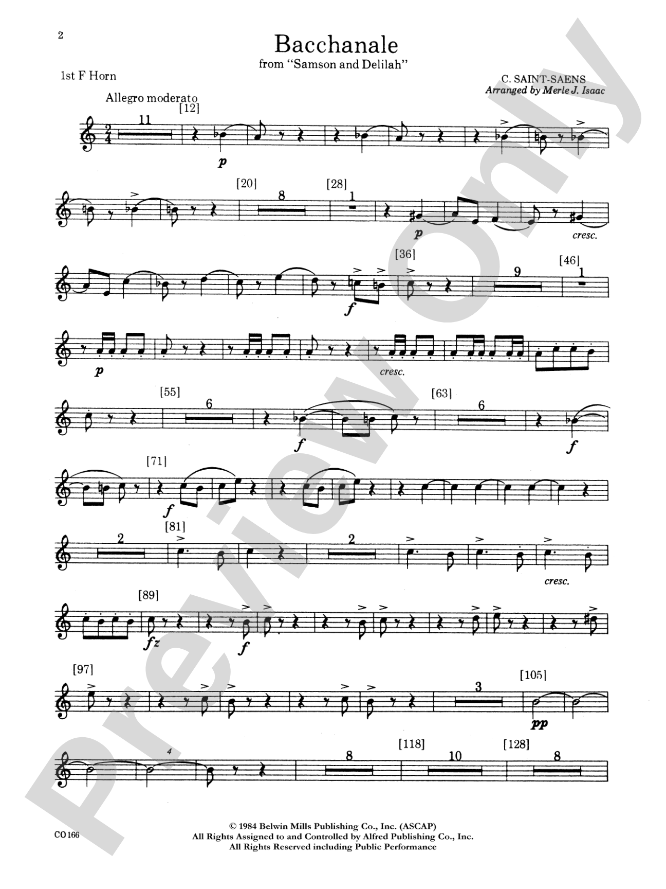 Bacchanale from Samson and Delilah: 1st F Horn