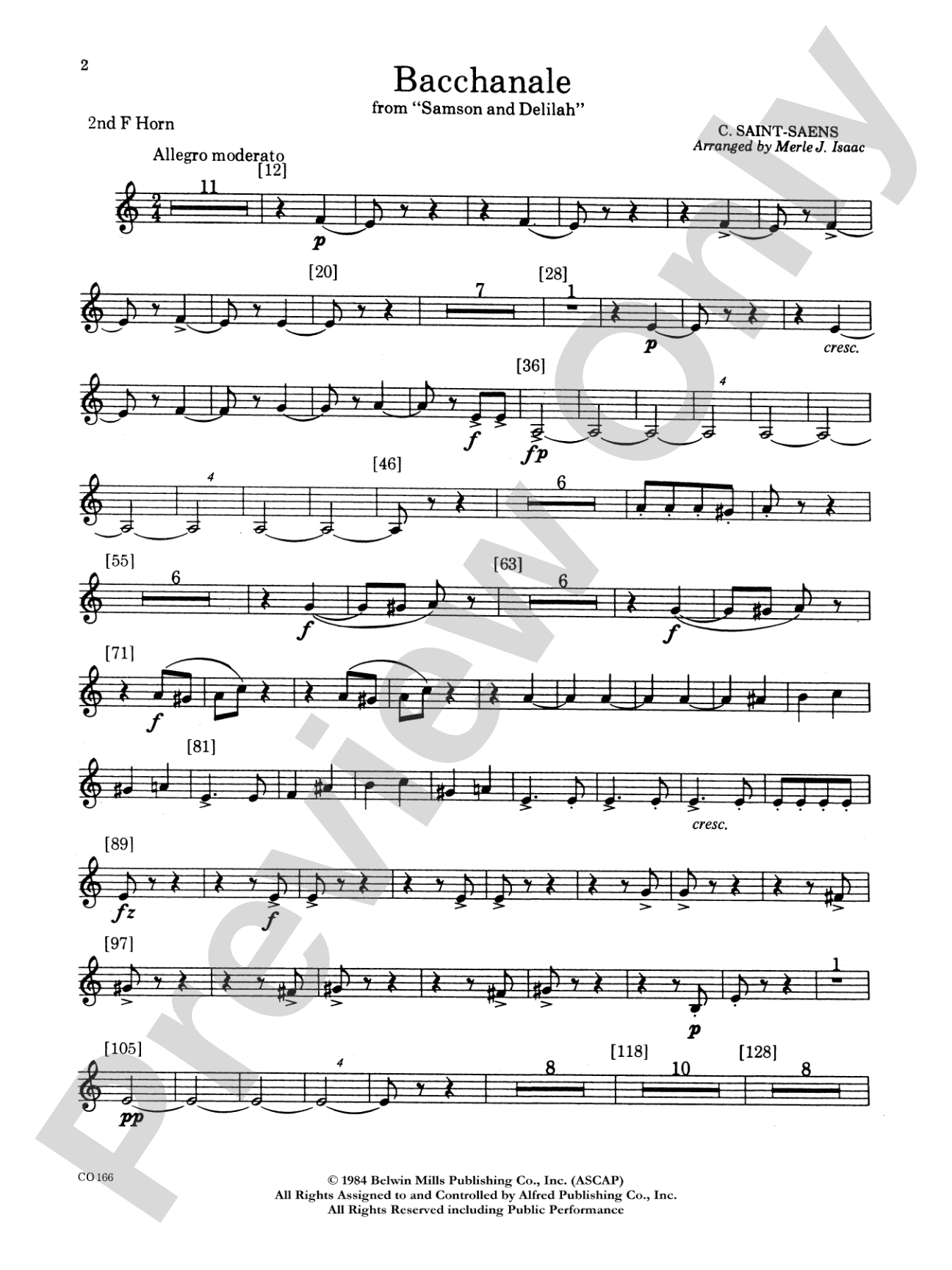 Bacchanale from Samson and Delilah: 2nd F Horn