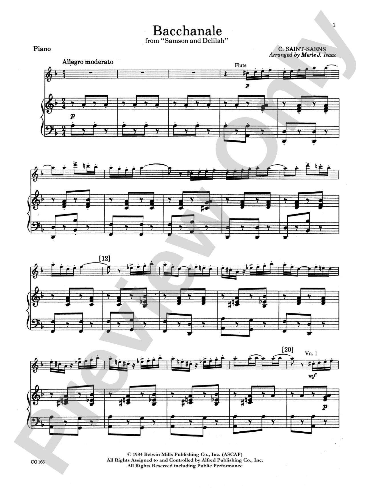 Bacchanale from Samson and Delilah: Piano Accompaniment