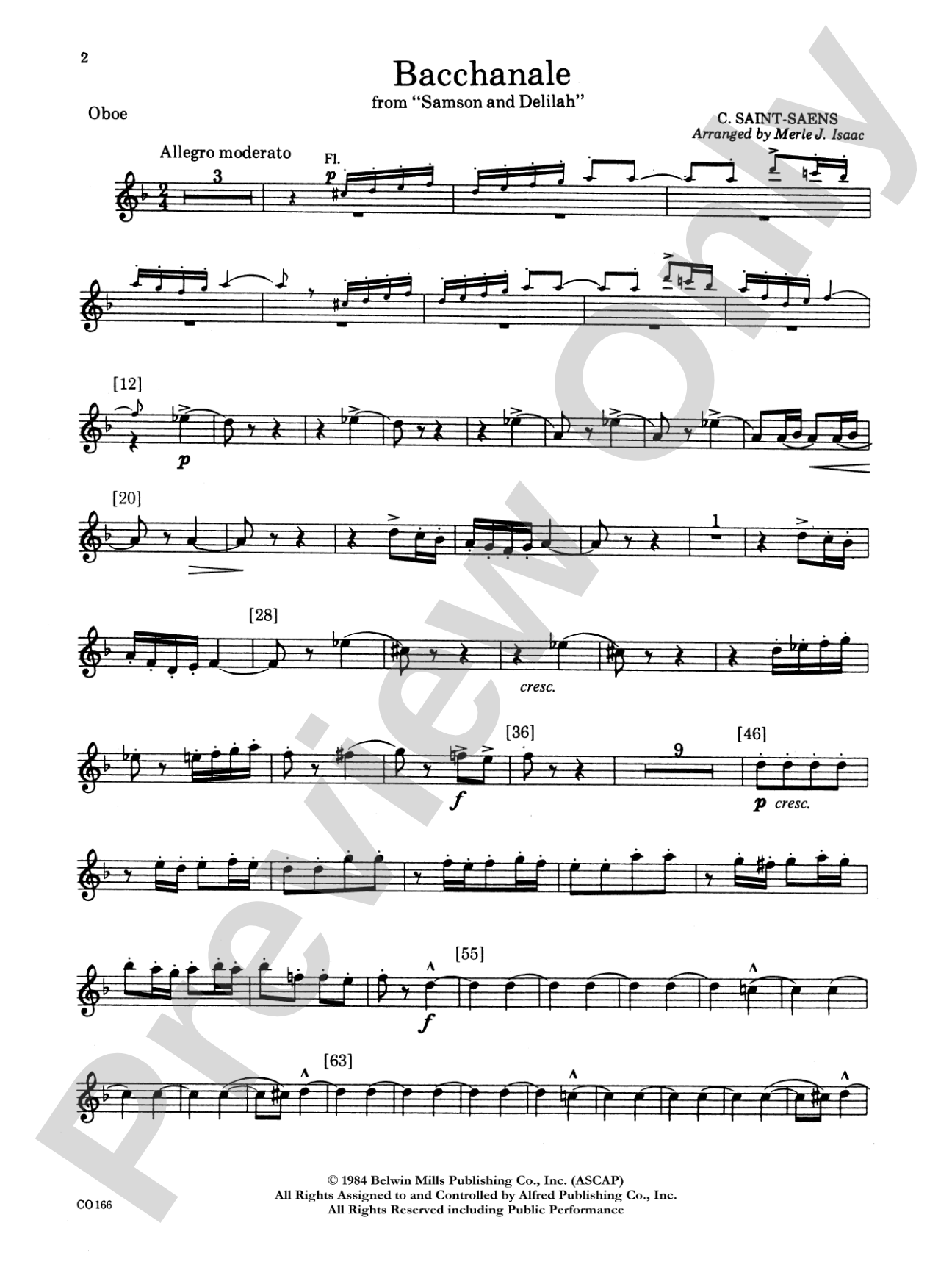 Bacchanale from Samson and Delilah: Oboe