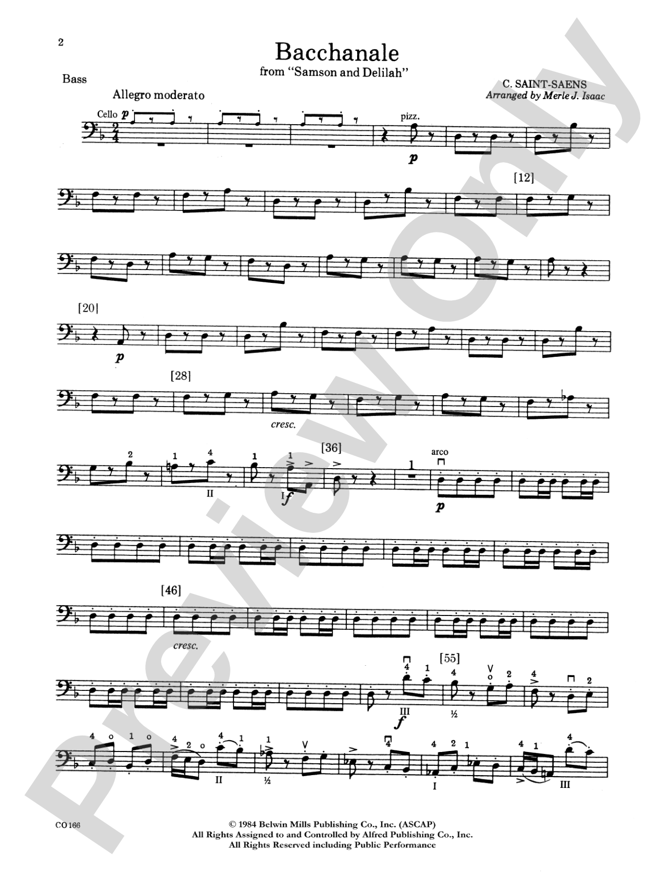 Bacchanale from Samson and Delilah: String Bass