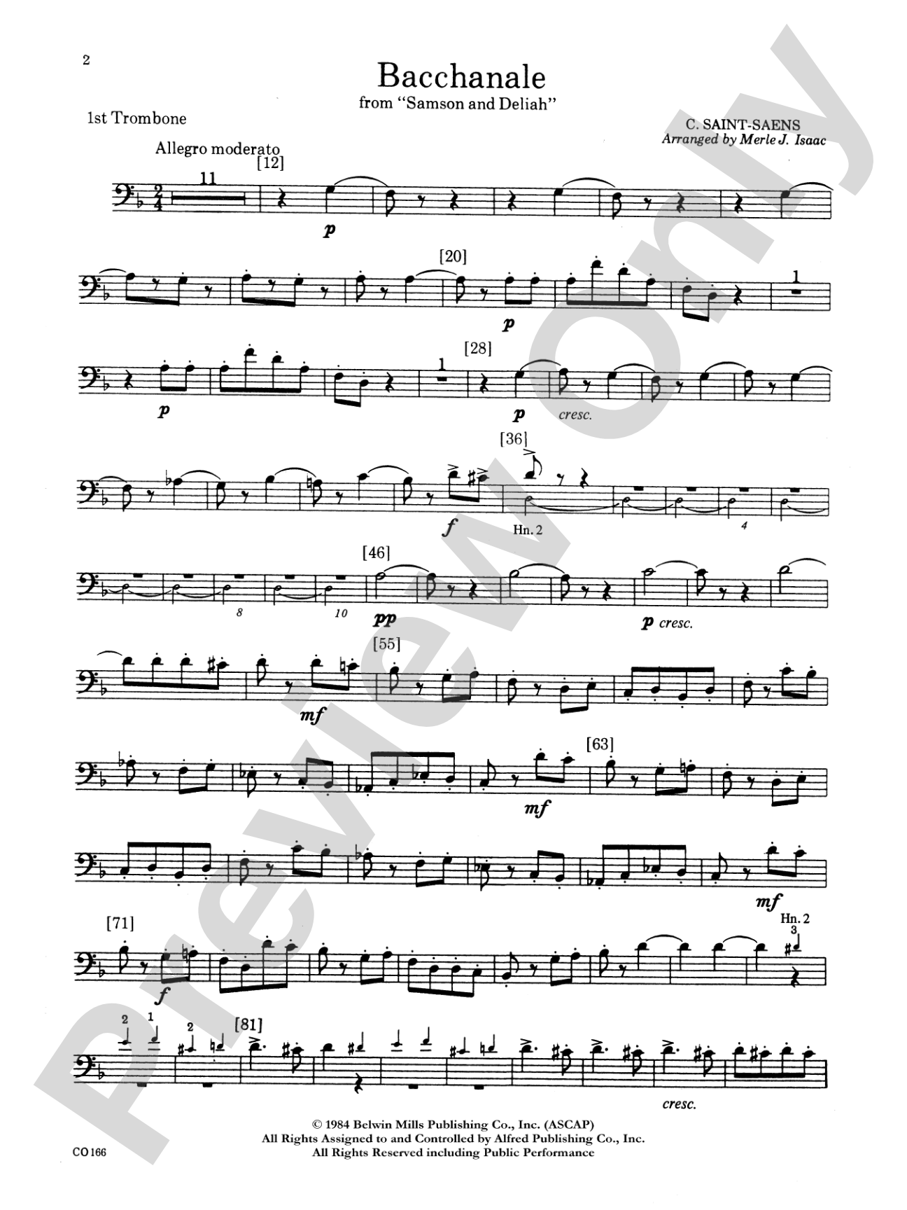 Bacchanale from Samson and Delilah: 1st Trombone