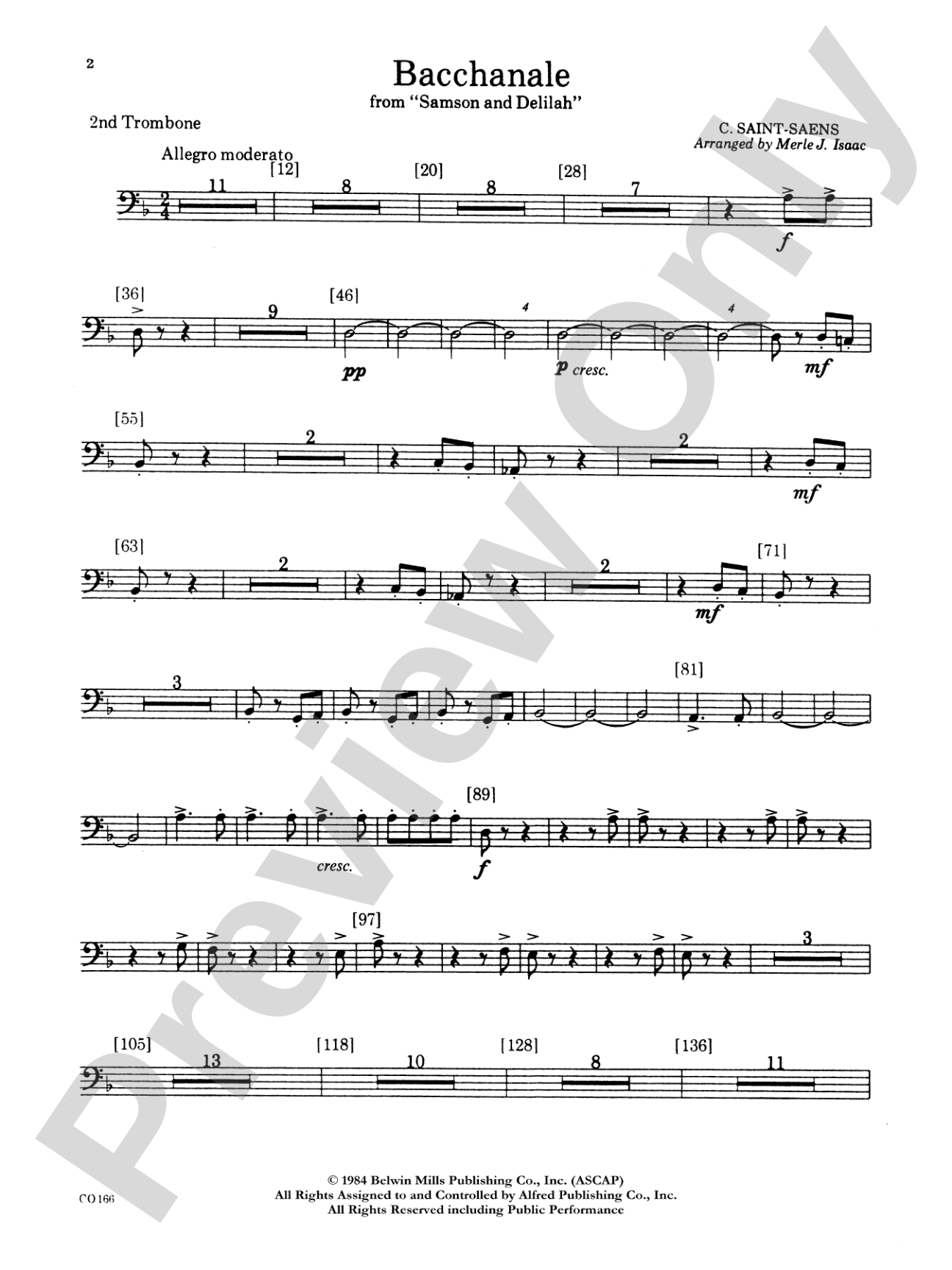 Bacchanale from Samson and Delilah: 2nd Trombone