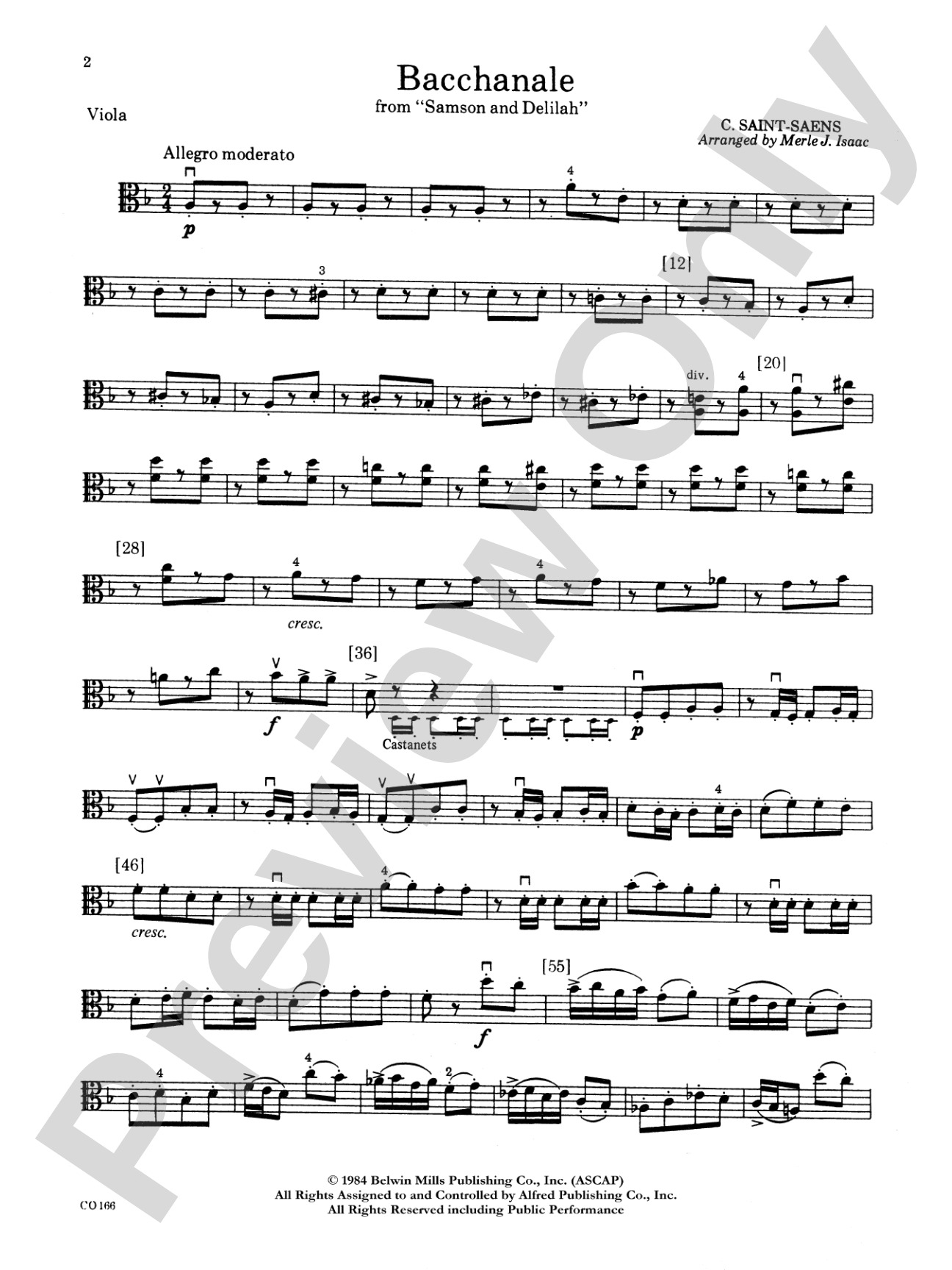 Bacchanale from Samson and Delilah: Viola