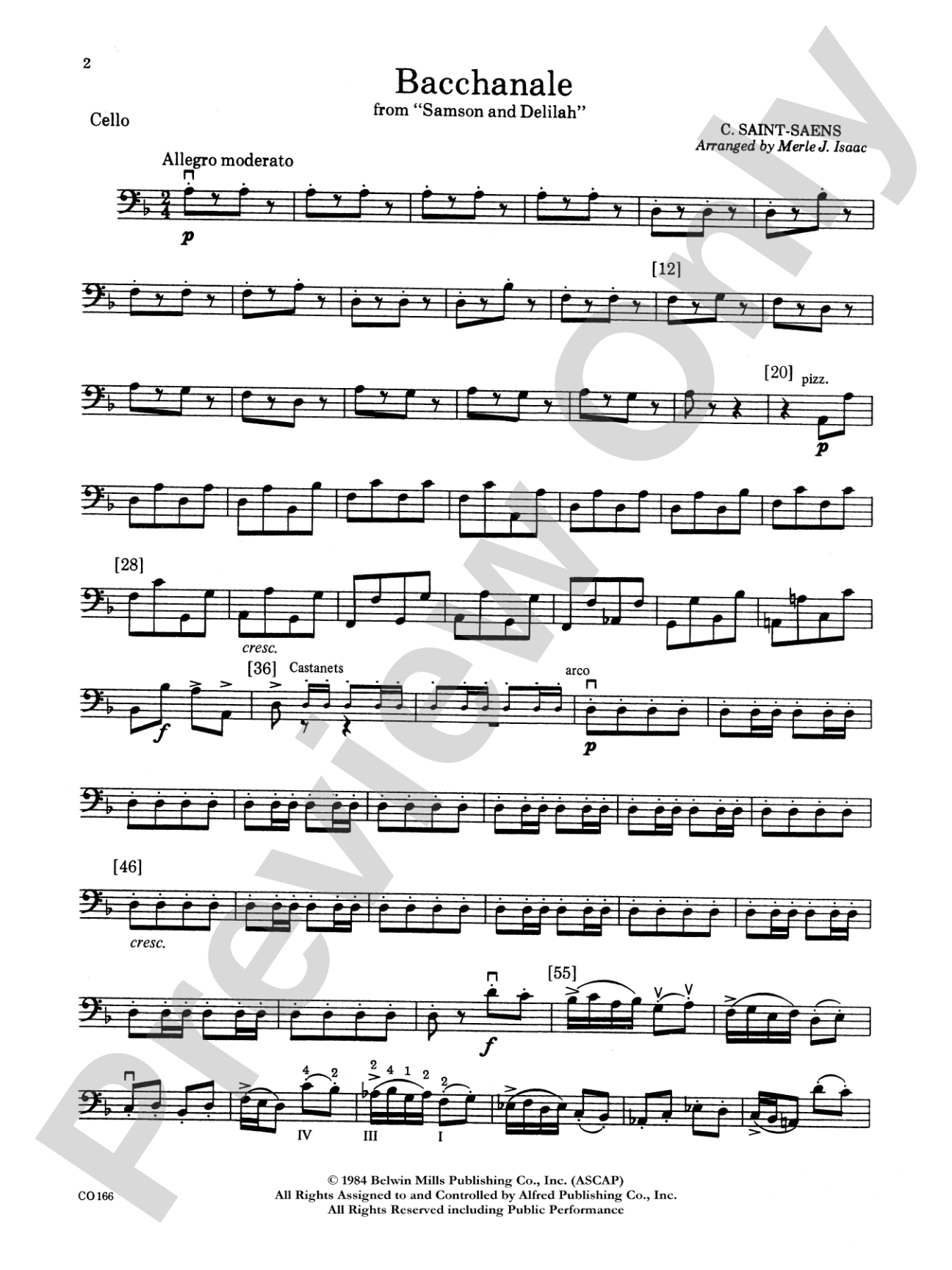 Bacchanale from Samson and Delilah: Cello