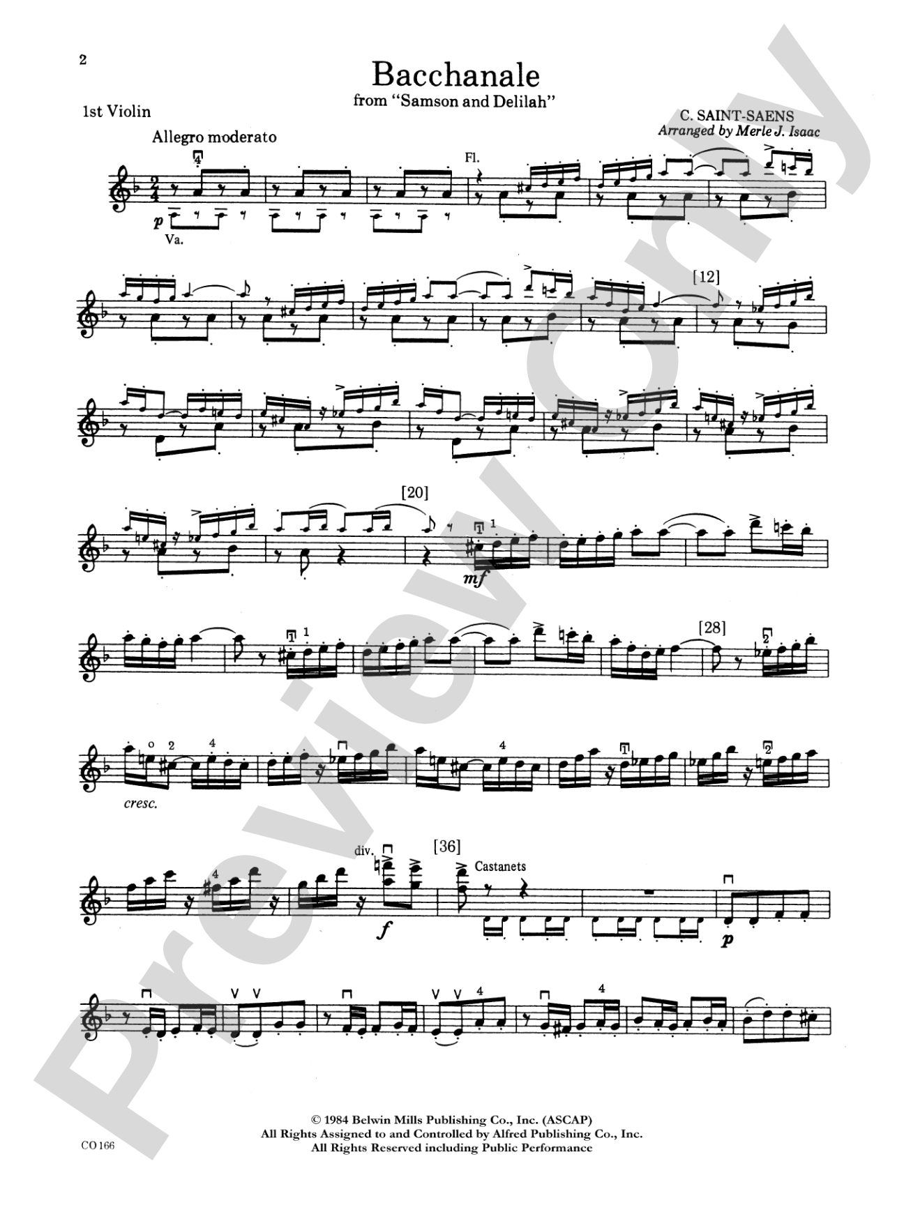 Bacchanale from Samson and Delilah: 1st Violin