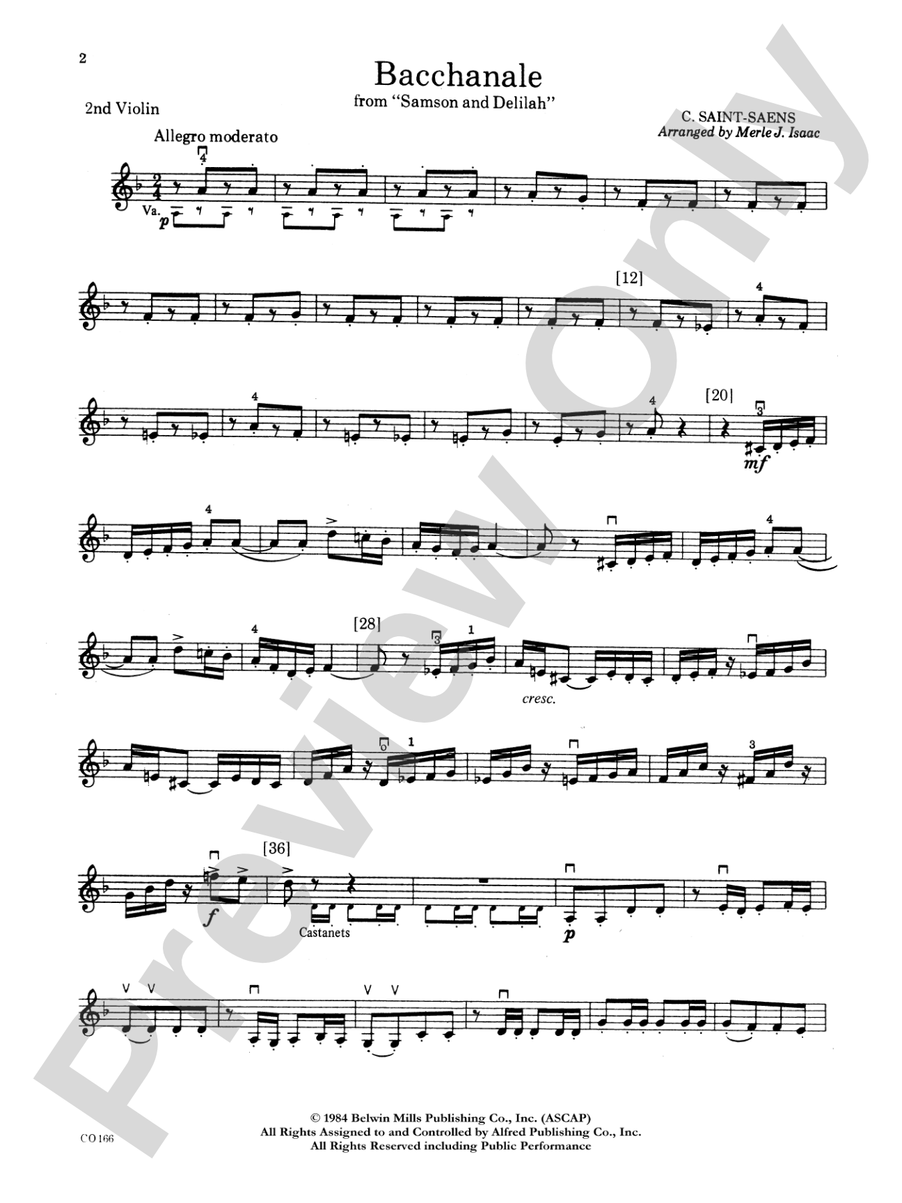 Bacchanale from Samson and Delilah: 2nd Violin