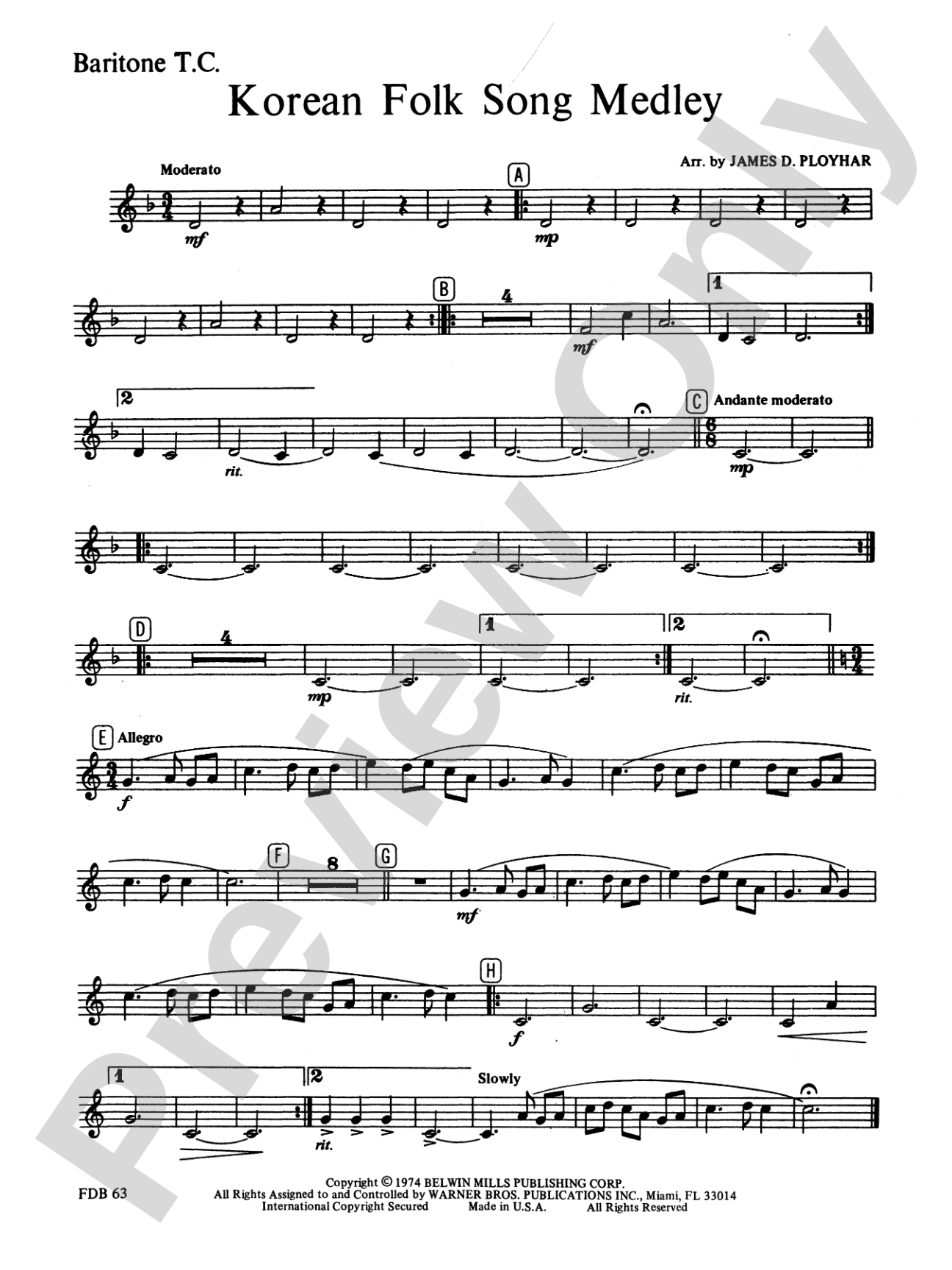 Korean Folk Song Medley: Baritone T.C.