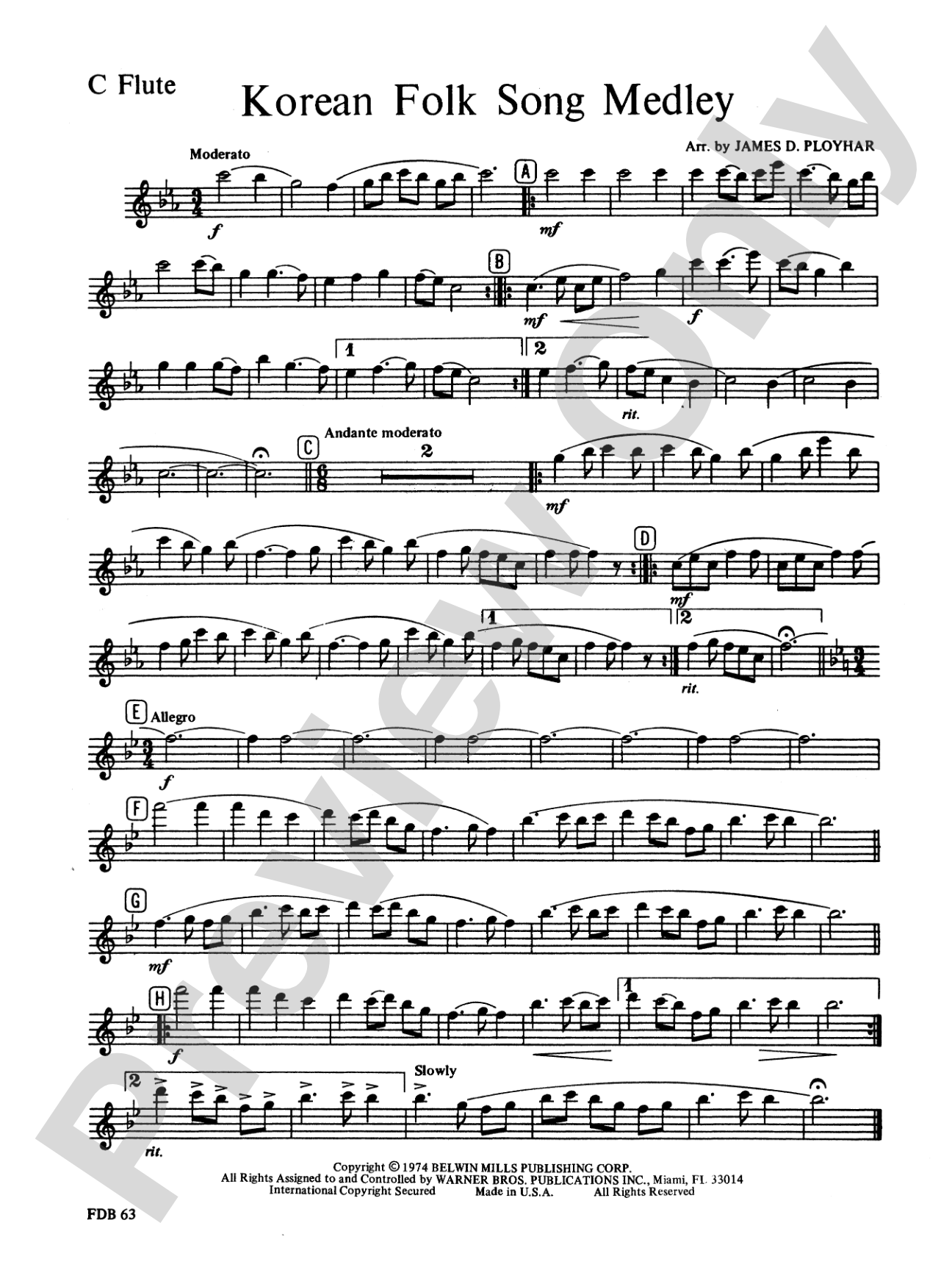 Korean Folk Song Medley: Flute