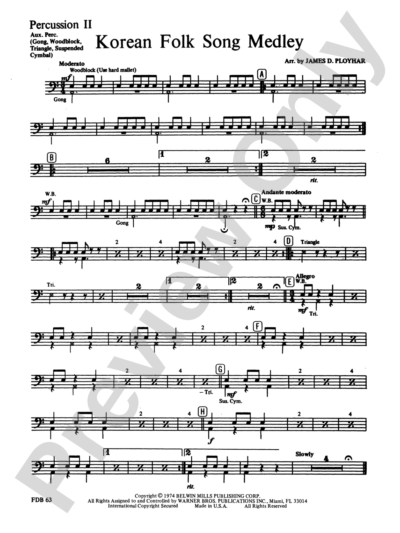Korean Folk Song Medley: 2nd Percussion