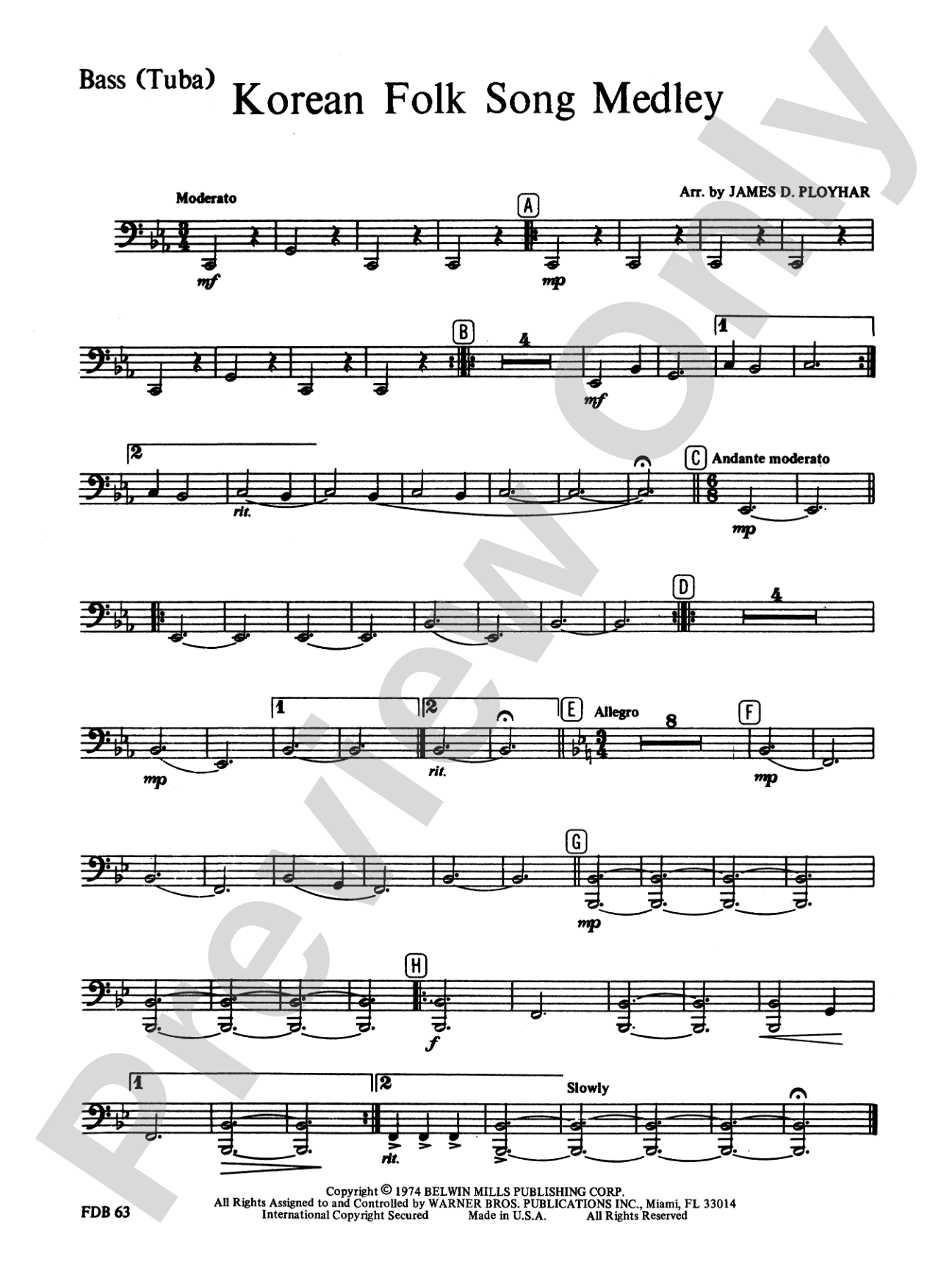 Korean Folk Song Medley: Tuba