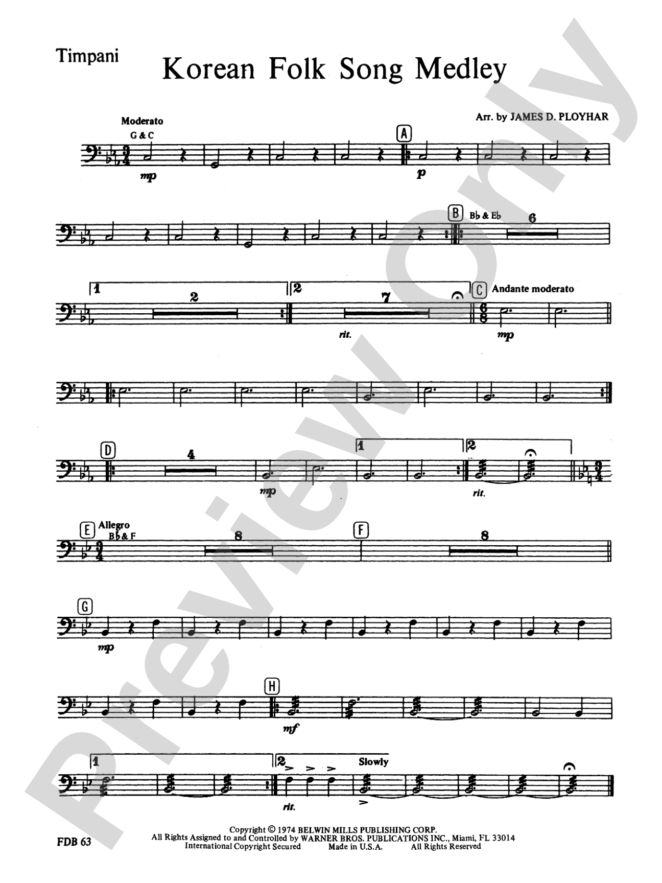 Korean Folk Song Medley: Timpani