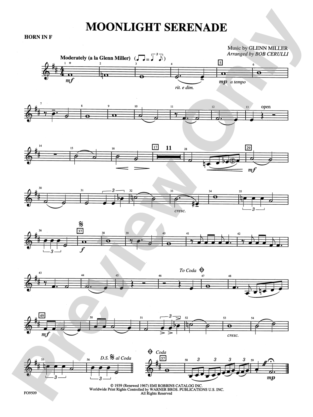 Moonlight Serenade: 1st F Horn
