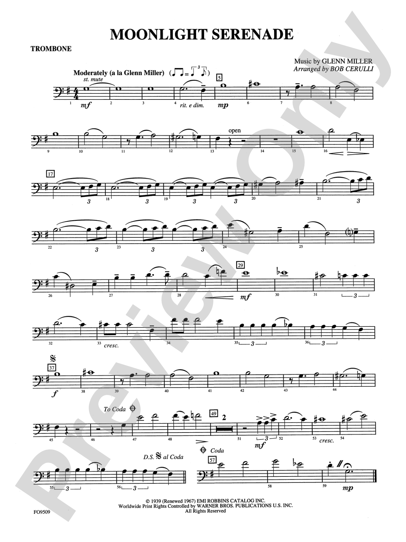 Moonlight Serenade: 1st Trombone