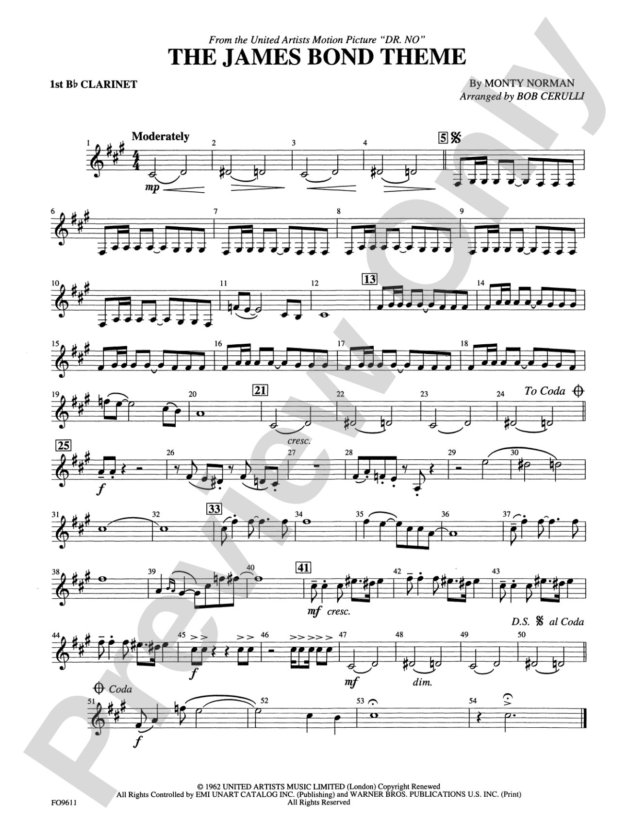 The James Bond Theme: 1st B-flat Clarinet