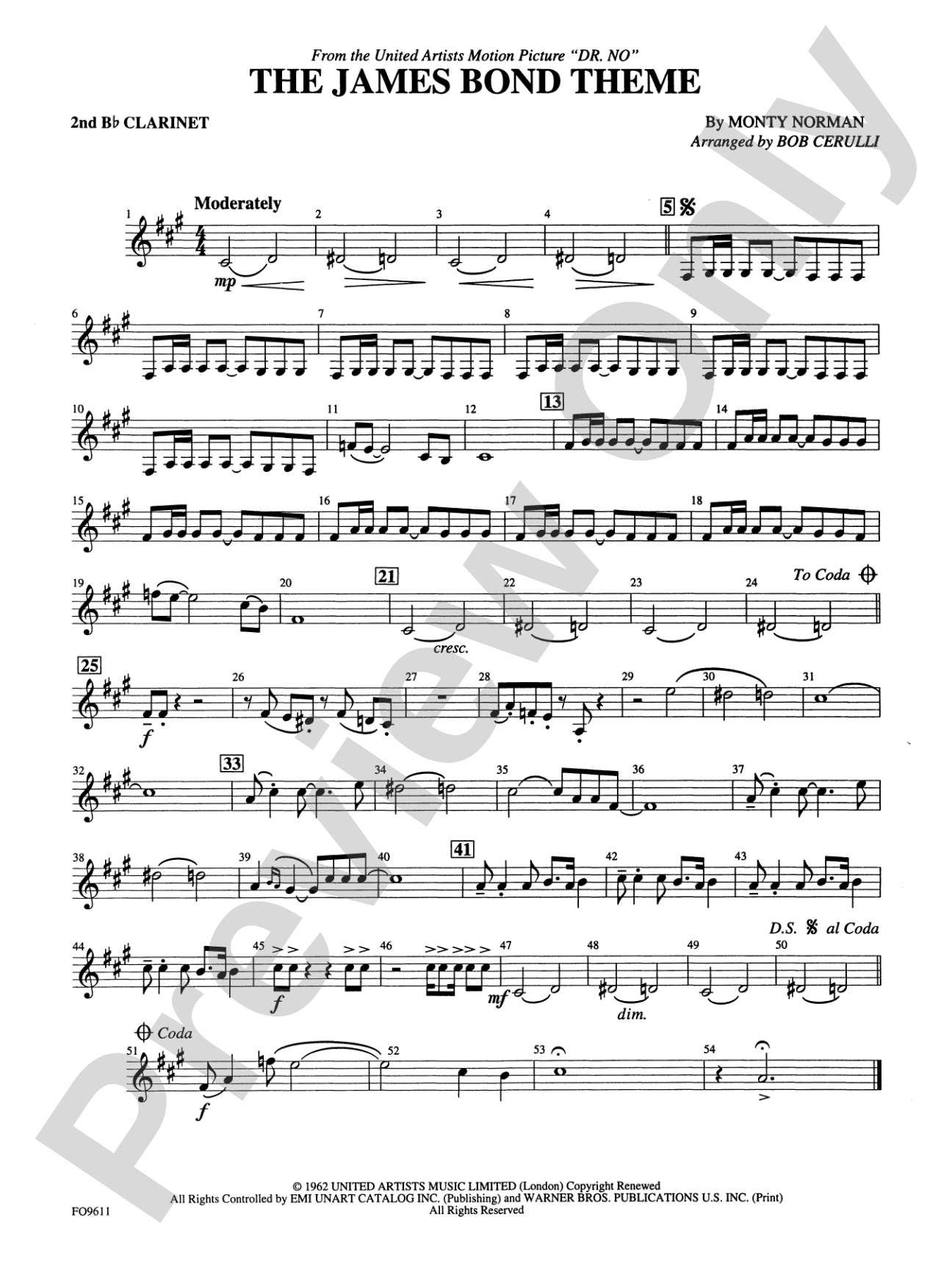 The James Bond Theme: 2nd B-flat Clarinet