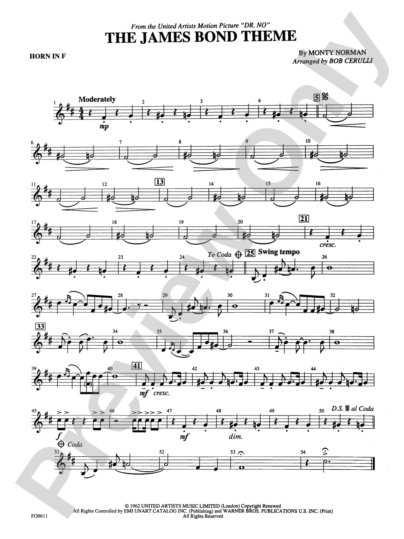 The James Bond Theme: 1st F Horn
