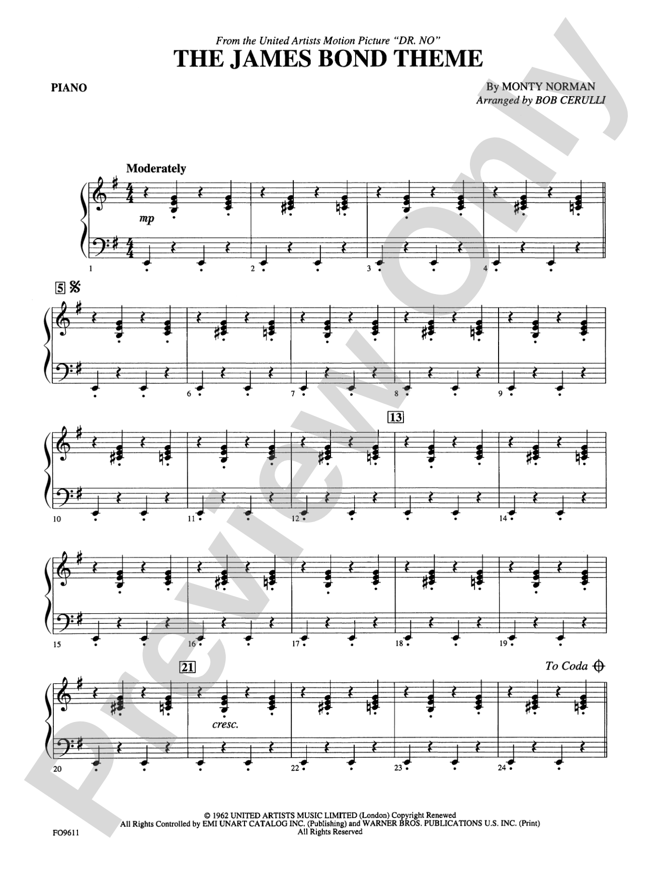The James Bond Theme: Piano Accompaniment