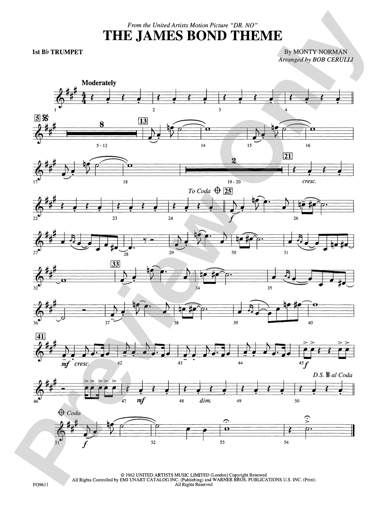 The James Bond Theme: 1st B-flat Trumpet