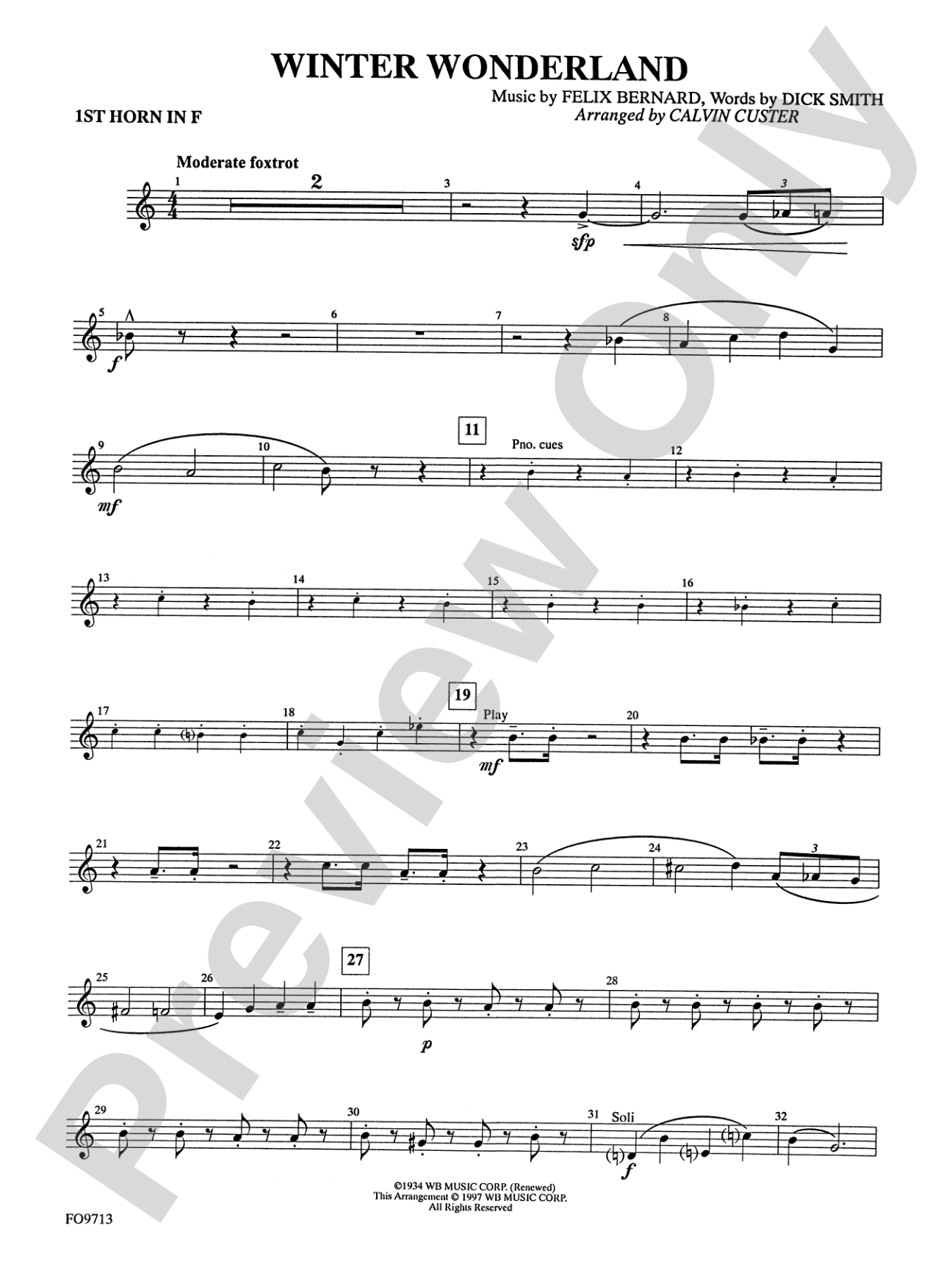 Winter Wonderland: 1st F Horn