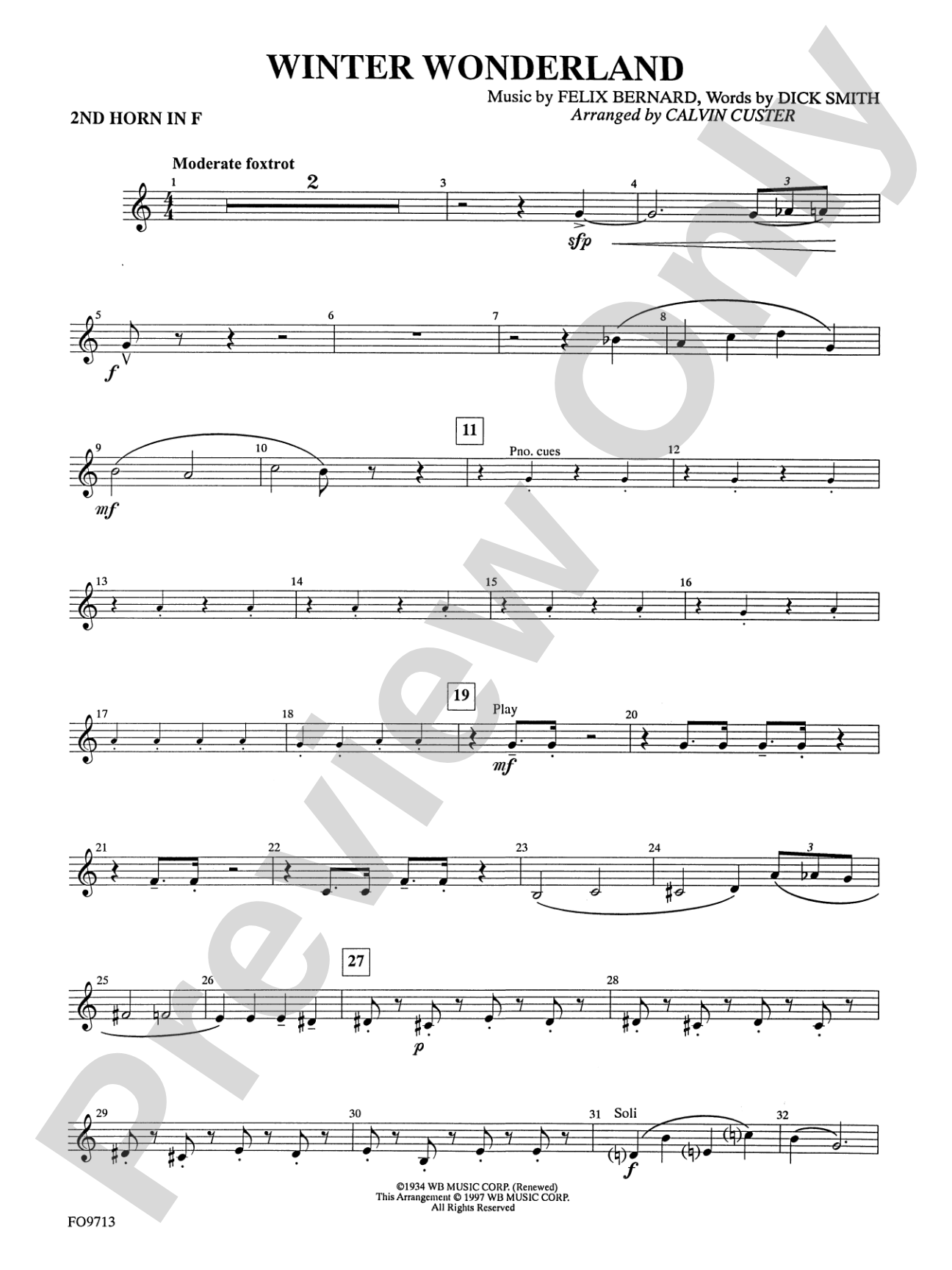 Winter Wonderland: 2nd F Horn
