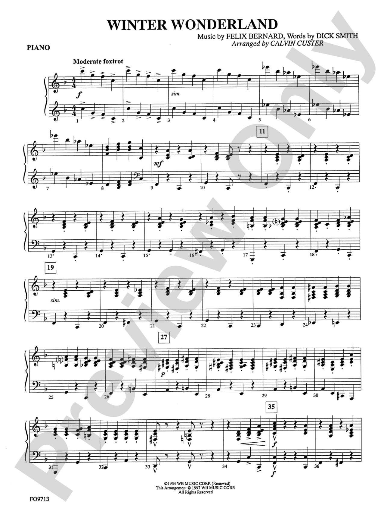 Winter Wonderland: Piano Accompaniment