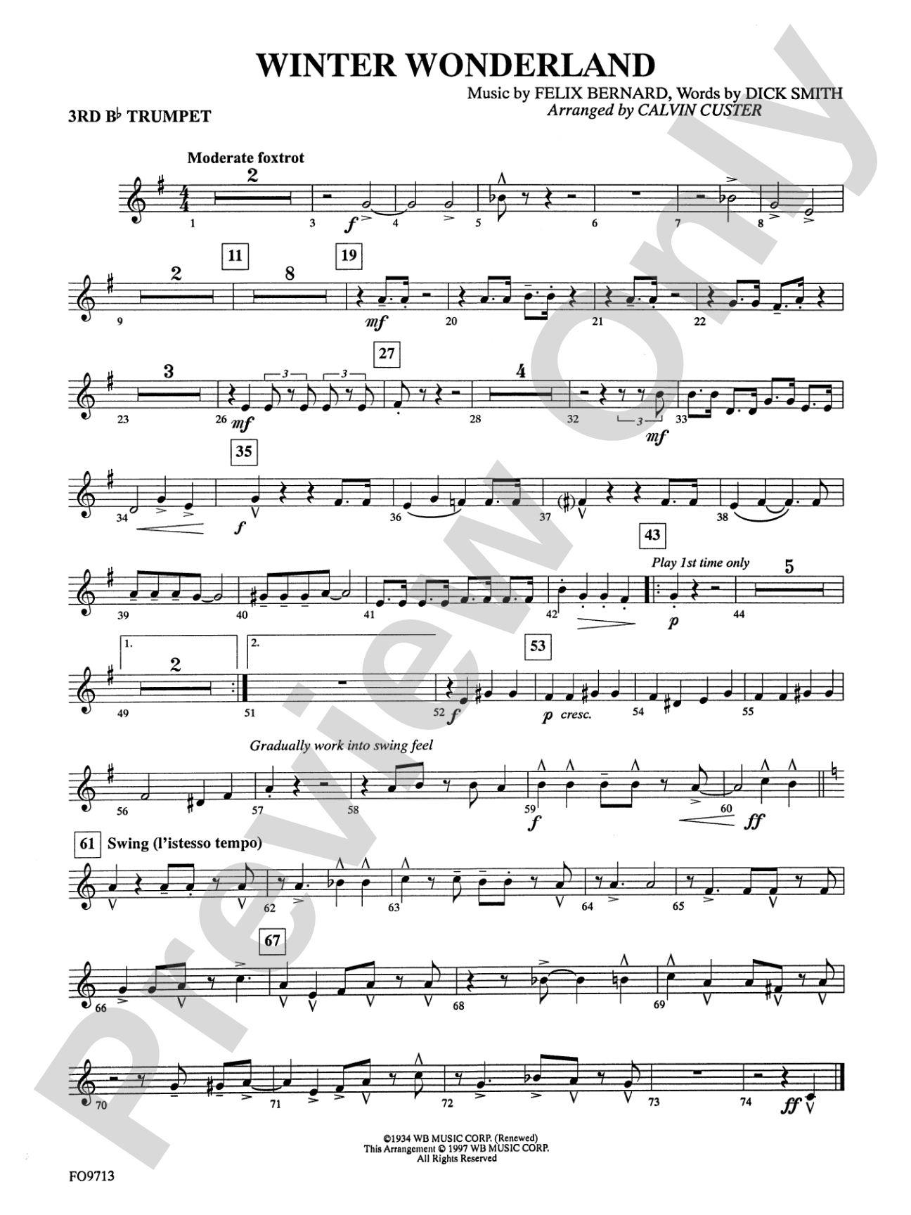 Winter Wonderland: 3rd B-flat Trumpet