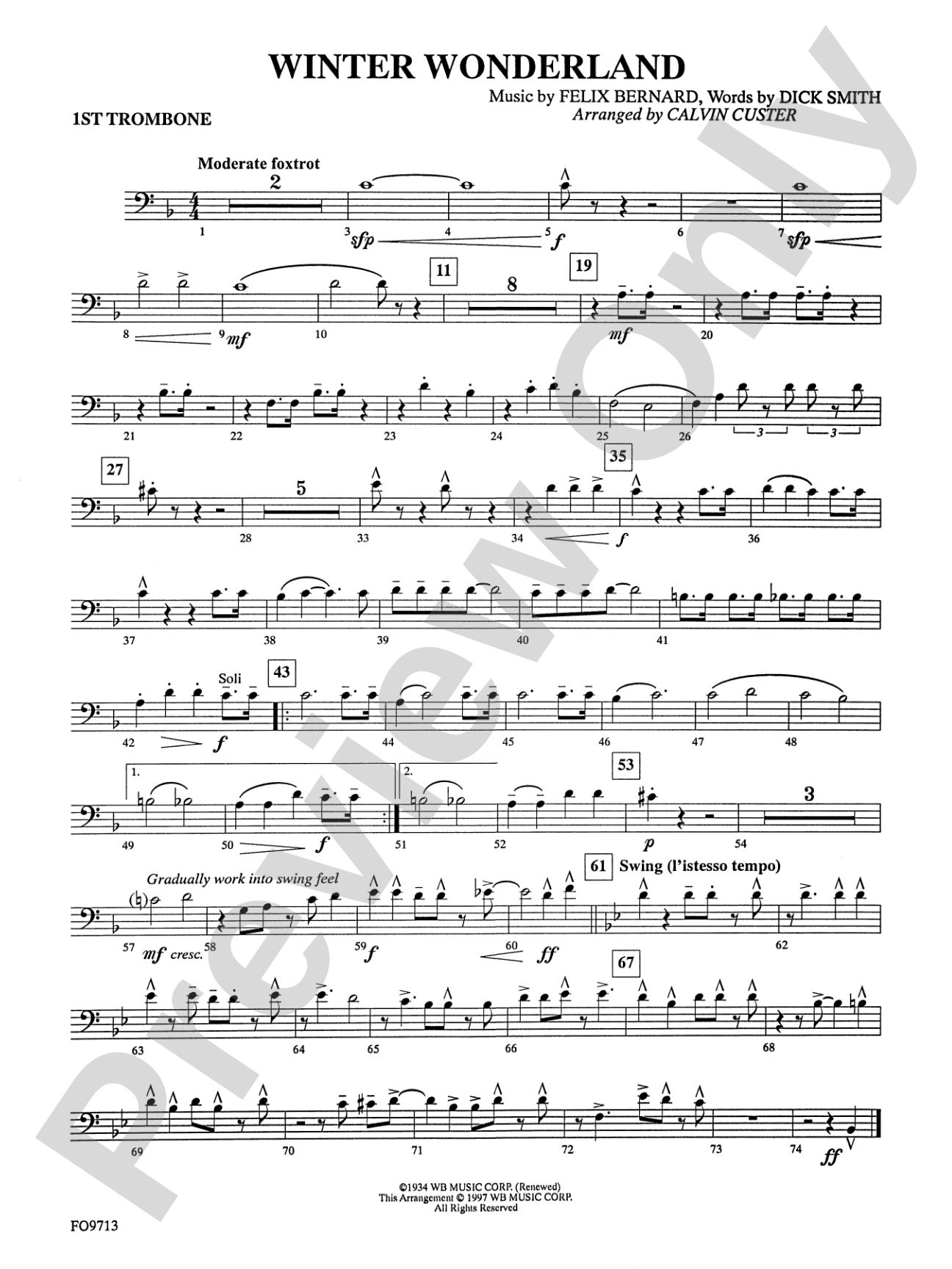 Winter Wonderland: 1st Trombone