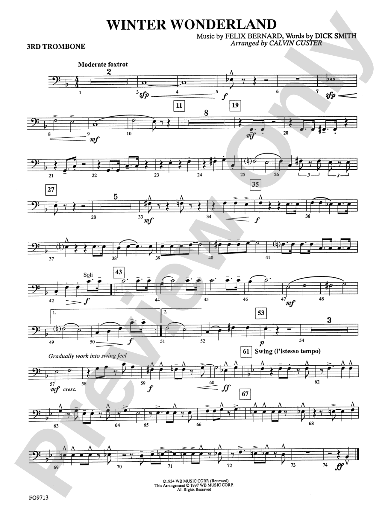 Winter Wonderland: 3rd Trombone