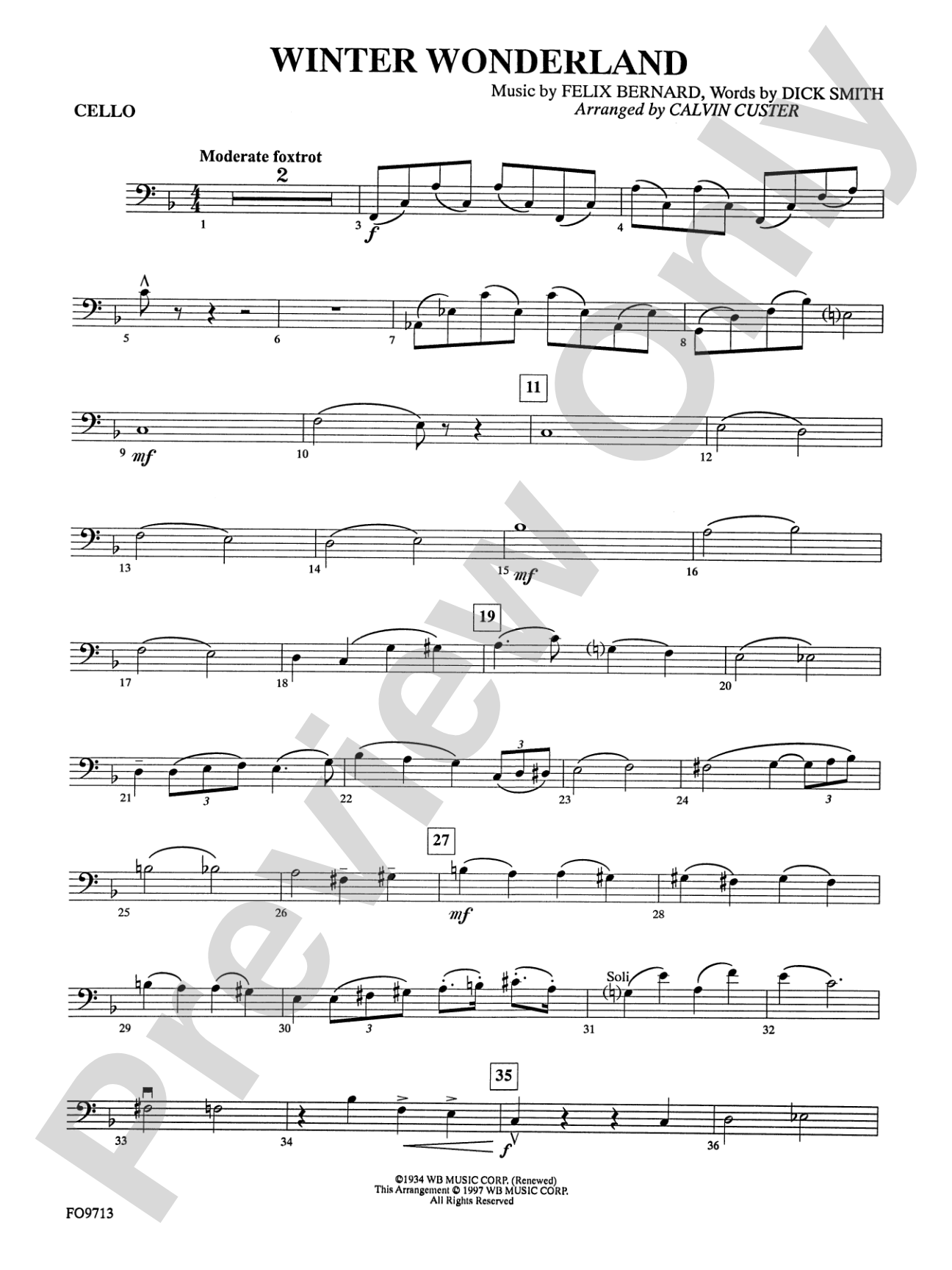Winter Wonderland: Cello