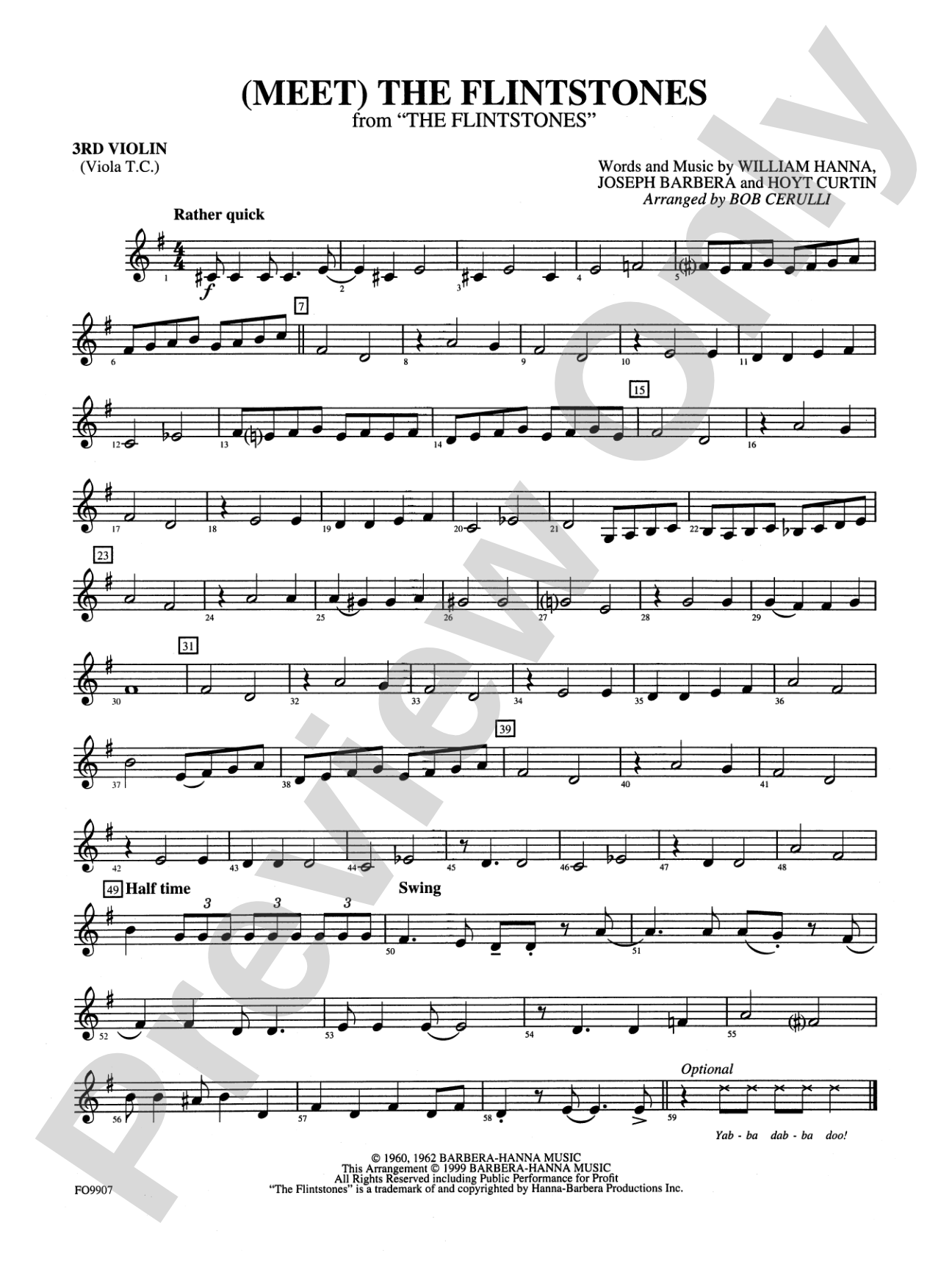 (Meet) The Flintstones: 3rd Violin (Viola [TC])