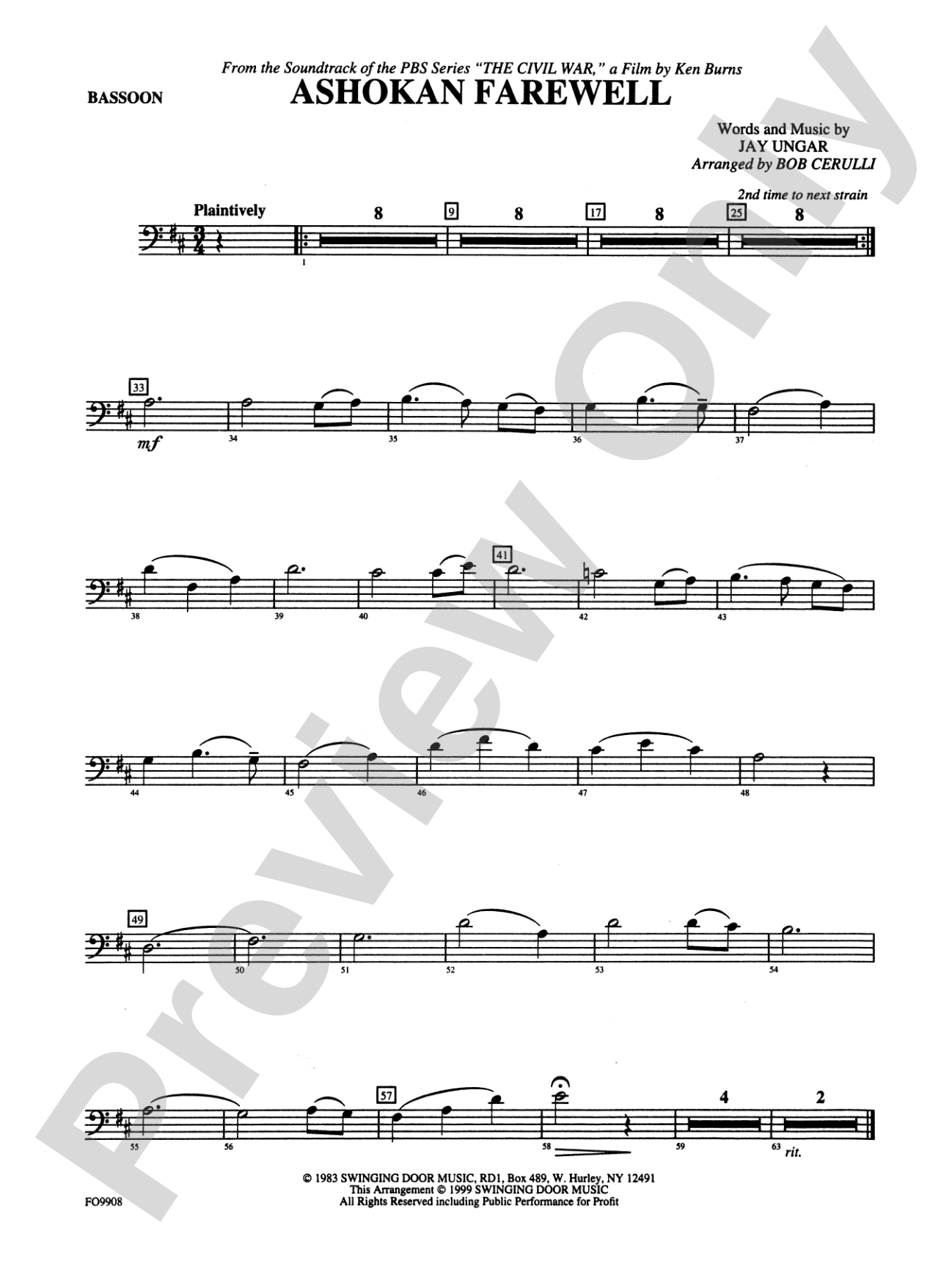 Ashokan Farewell: Bassoon
