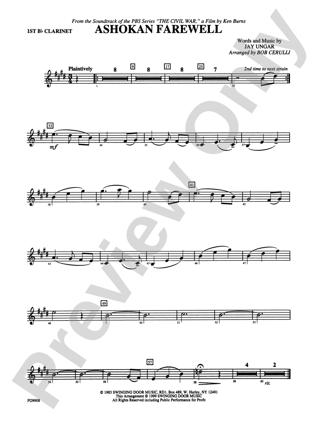 Ashokan Farewell: 1st B-flat Clarinet